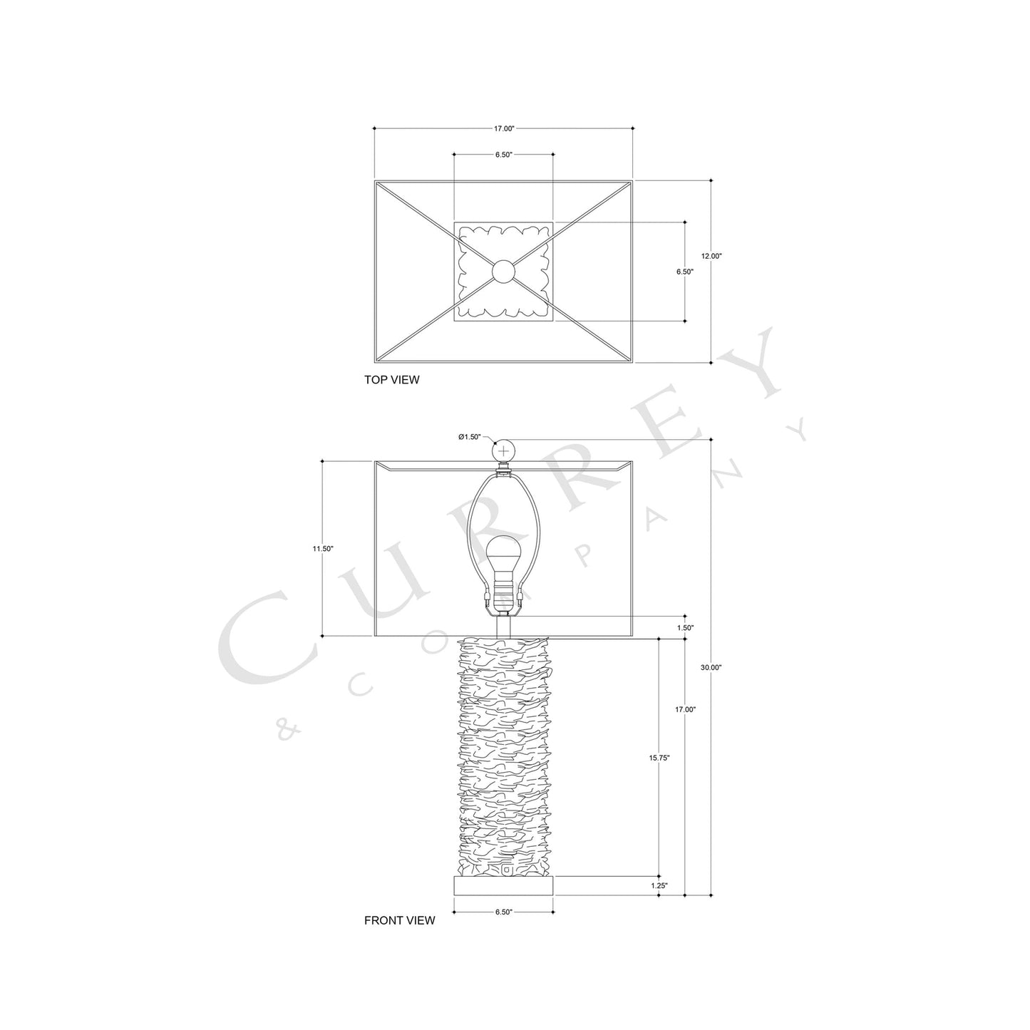 Villamare Table Lamp - line drawing.