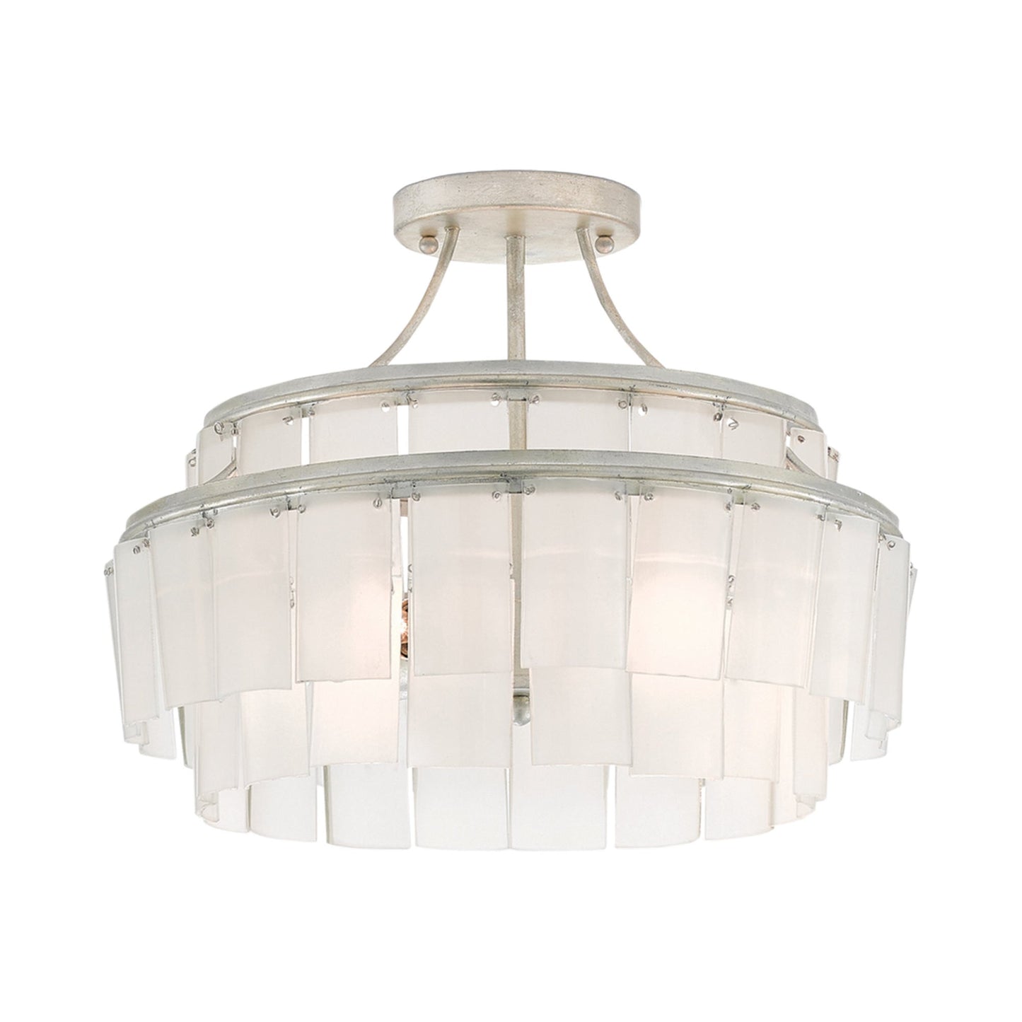 Vintner Semi Flush Mount Ceiling Light in Silver/Opaque White.
