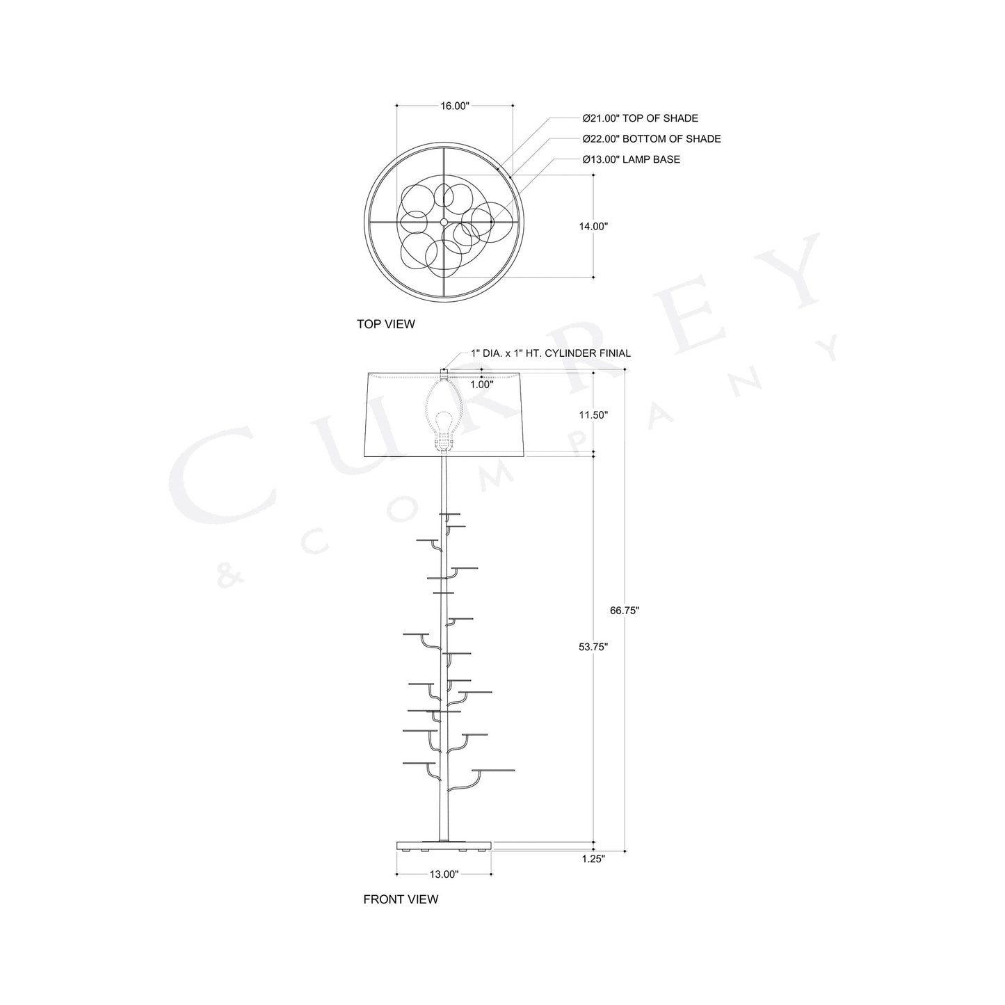 Vittoria Floor Lamp - line drawing.