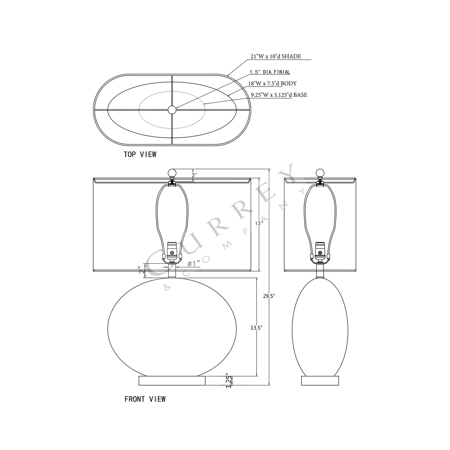 Vivid Table Lamp - line drawing.