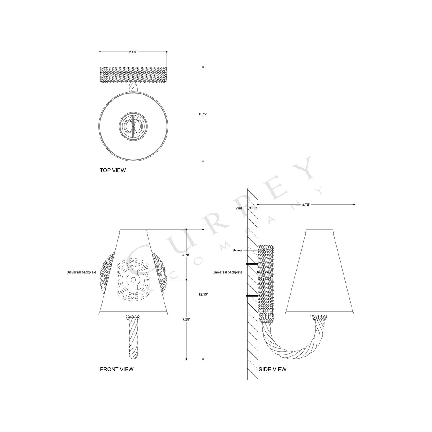Wallis Wall Light - line drawing.