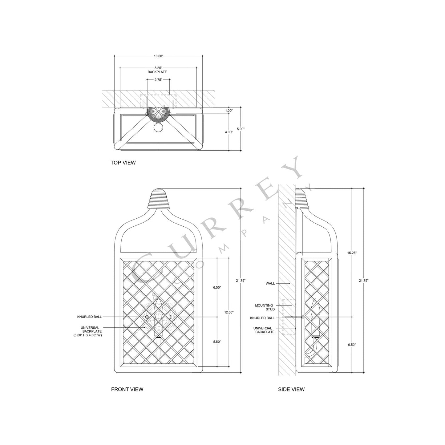 Wanstead Wall Light - line drawing.