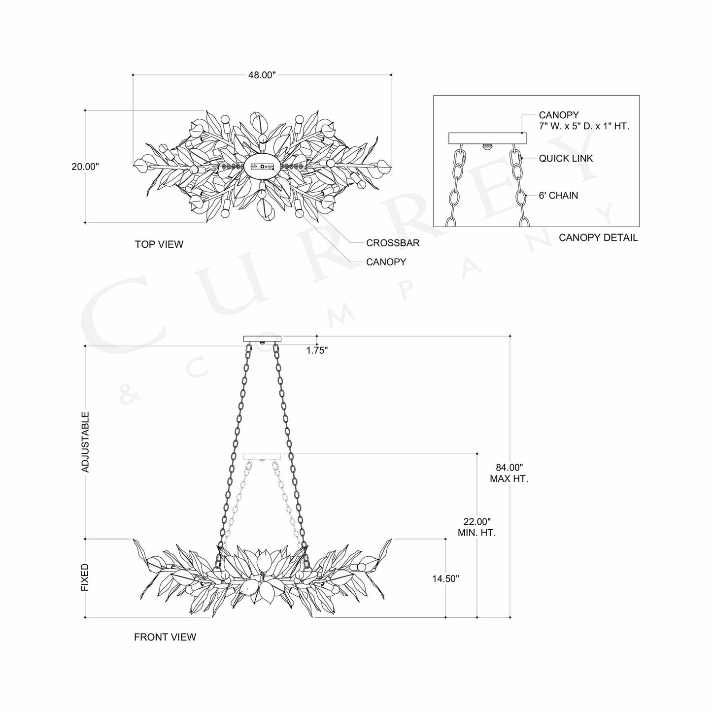 Weston Chandelier - line drawing.