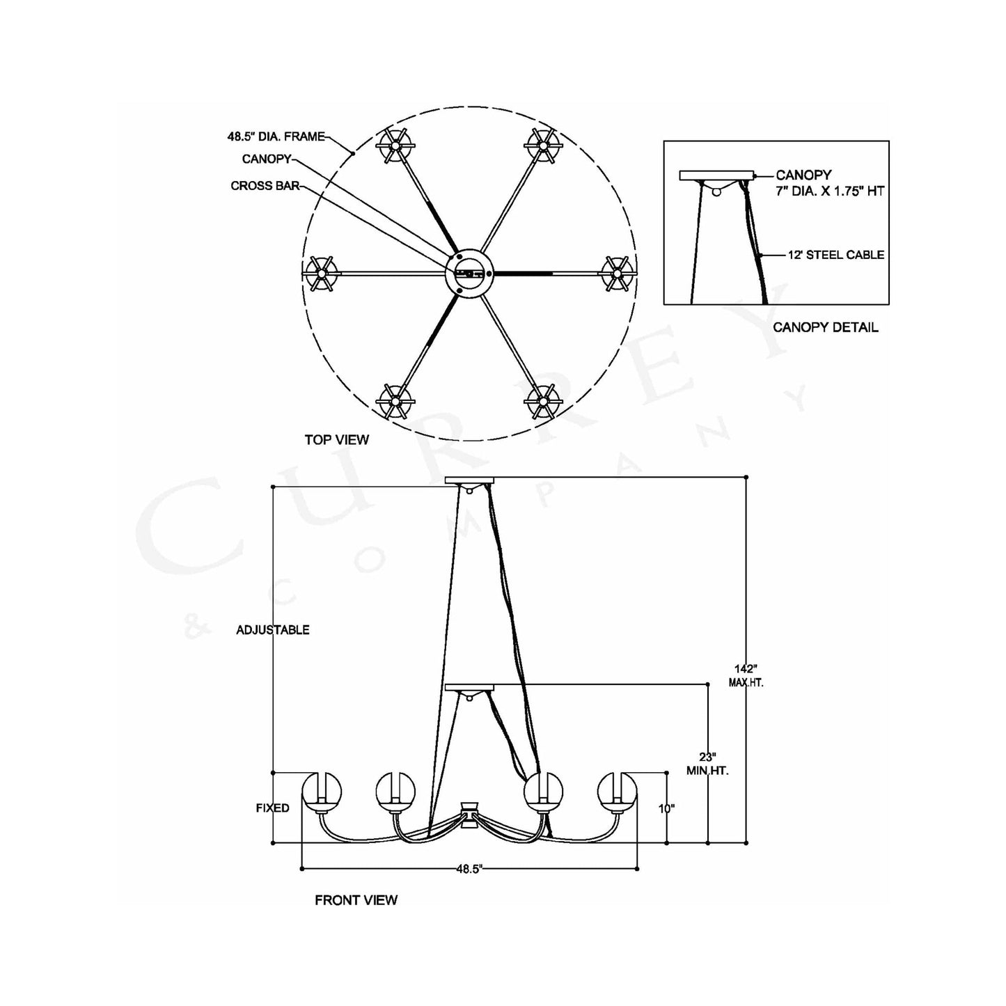 Wexler Chandelier - line drawing.