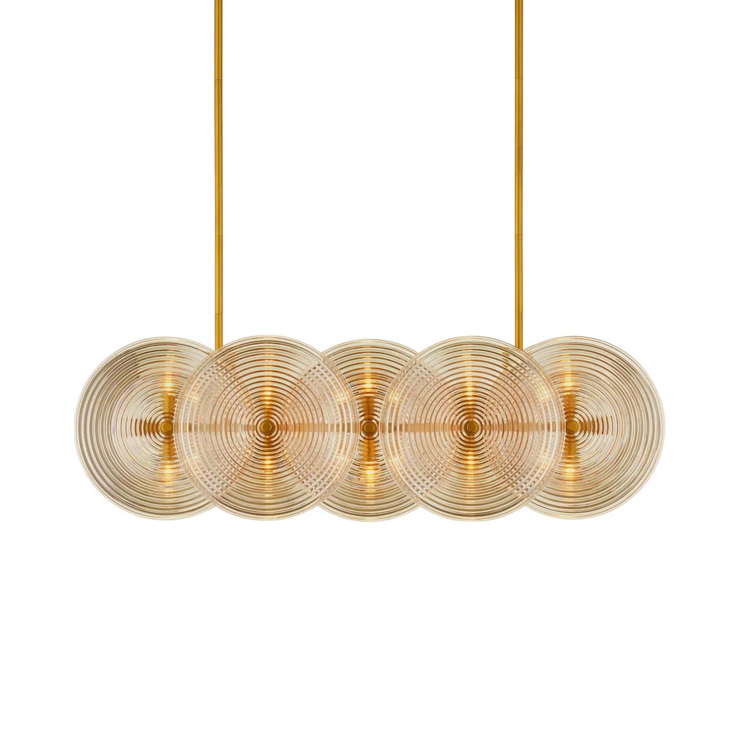 Whirlwind Linear Chandelier in Pale Yellow.