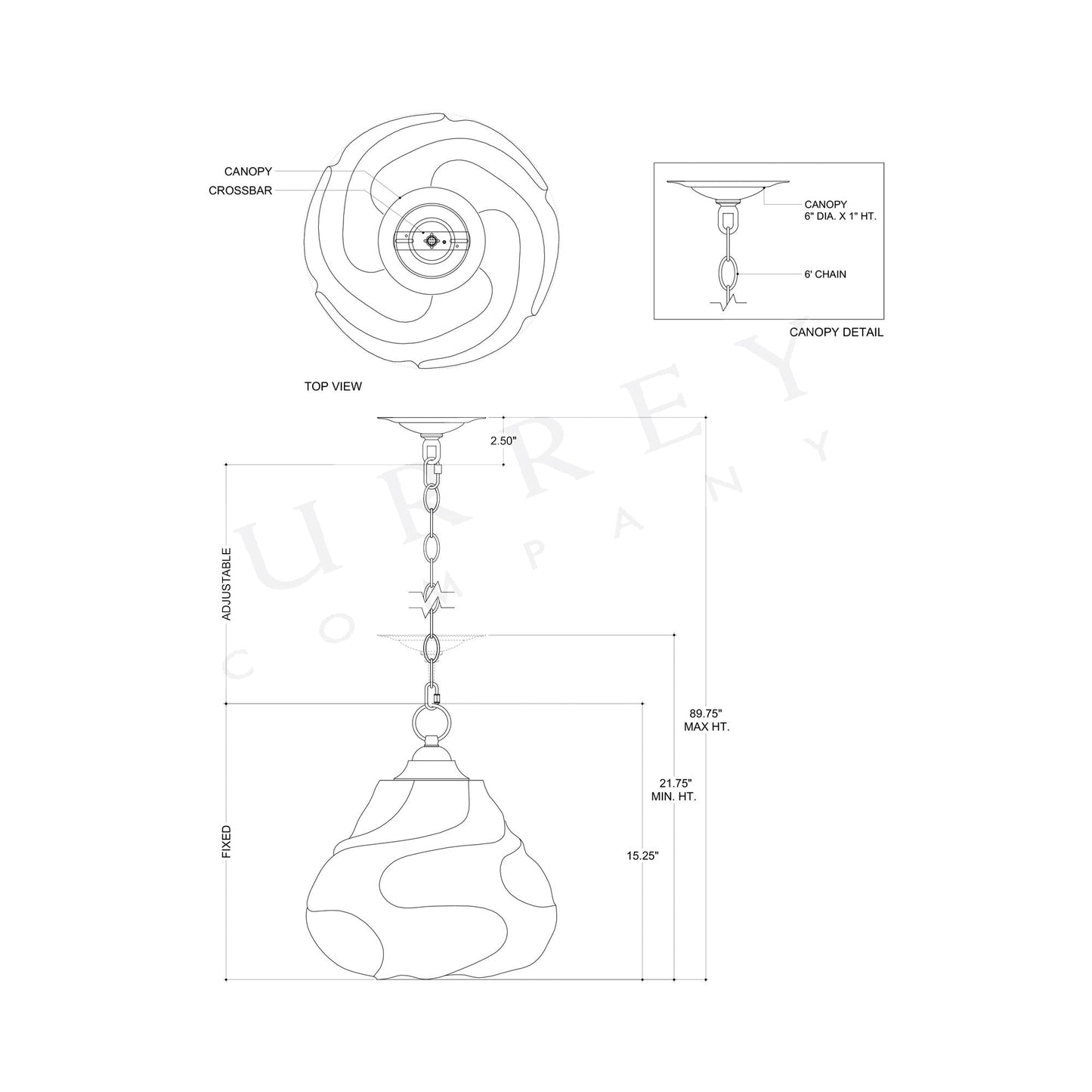 Wintershall Pendant Light - line drawing.