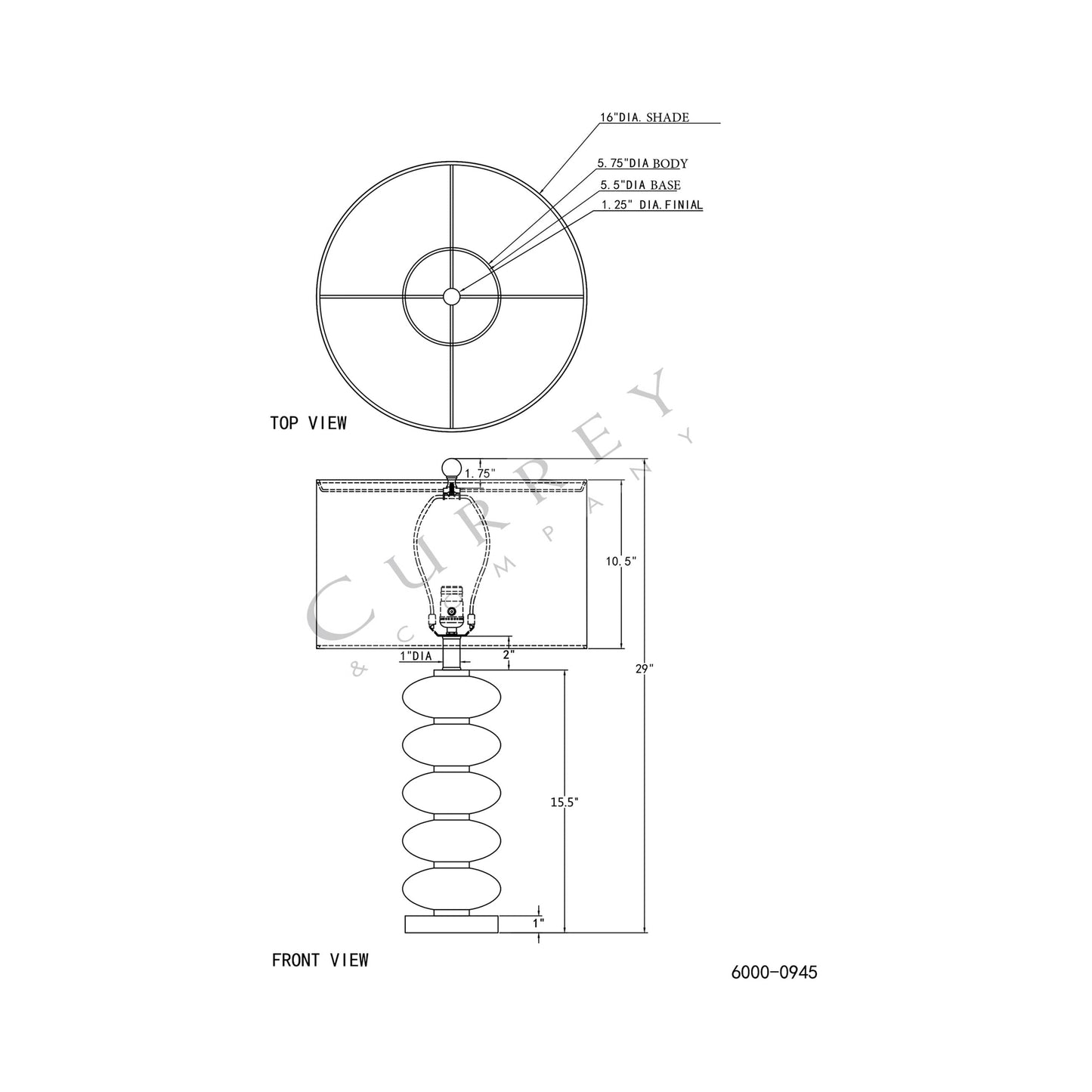 Zebulon Table Lamp - line drawing.