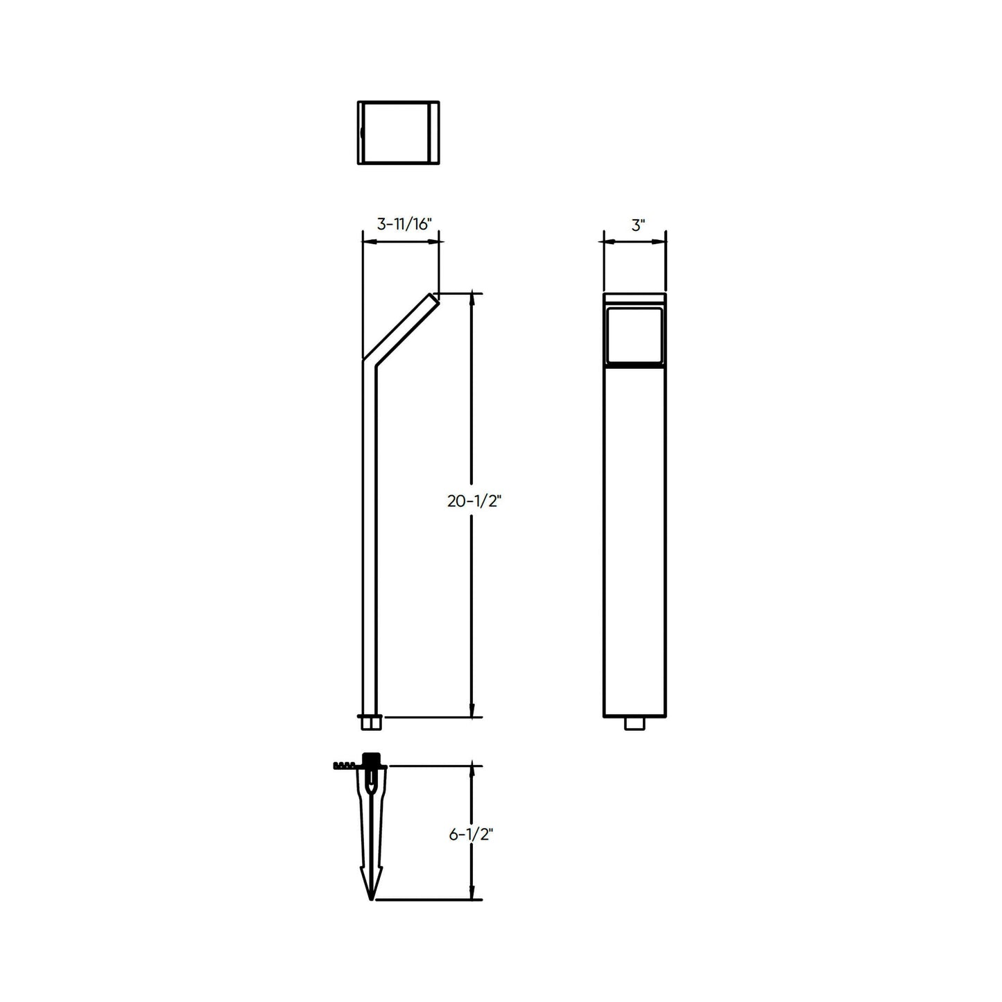 Acute LED Path Light - line drawing.