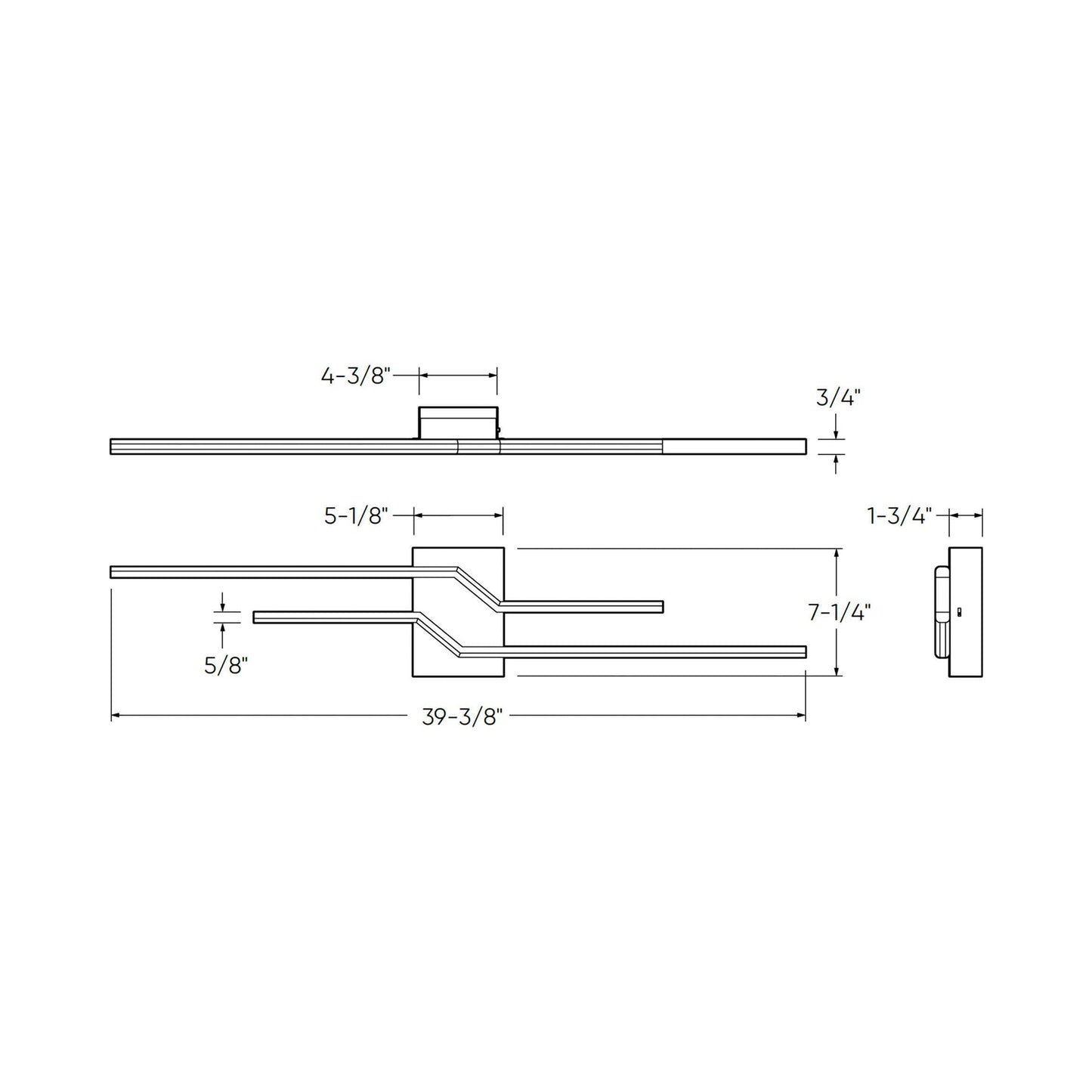 Lightning LED Wall Light - line drawing.