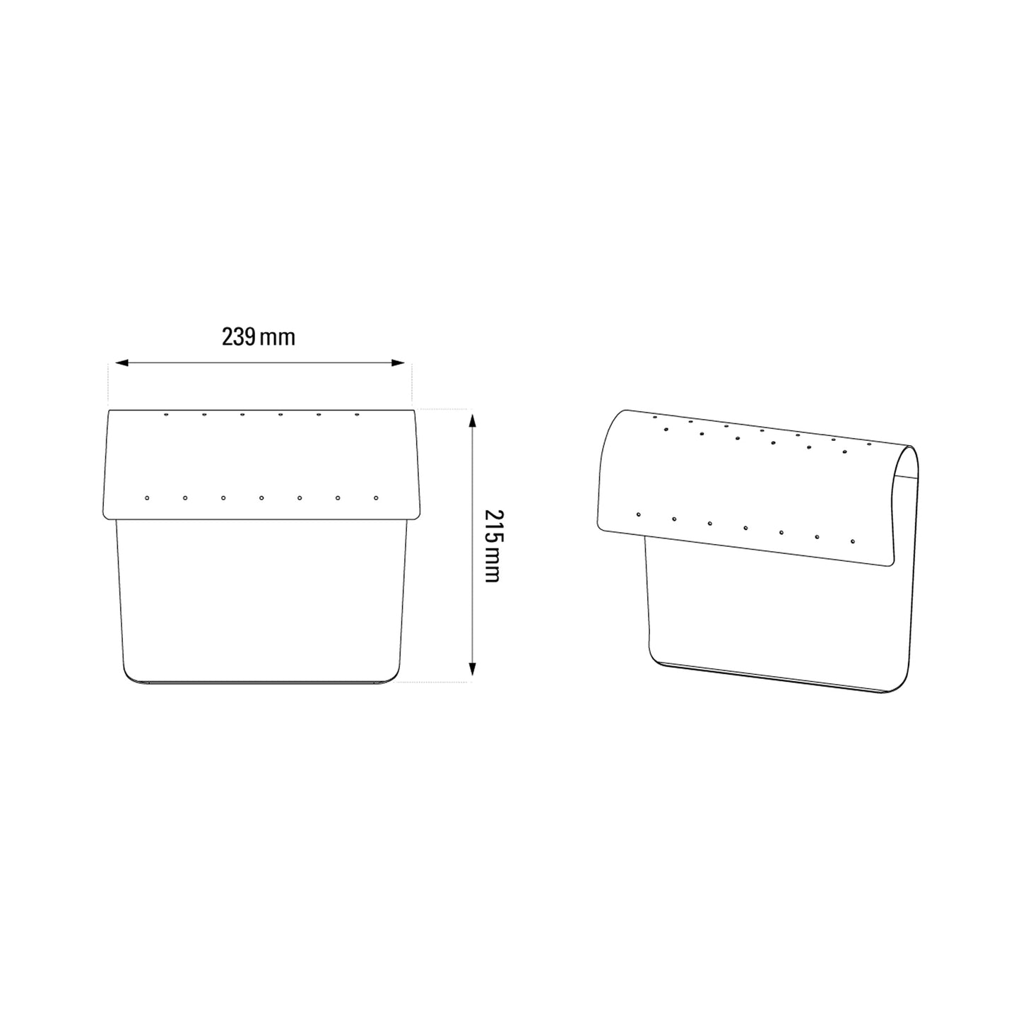 Biny Curve LED Wall Light - line drawing.