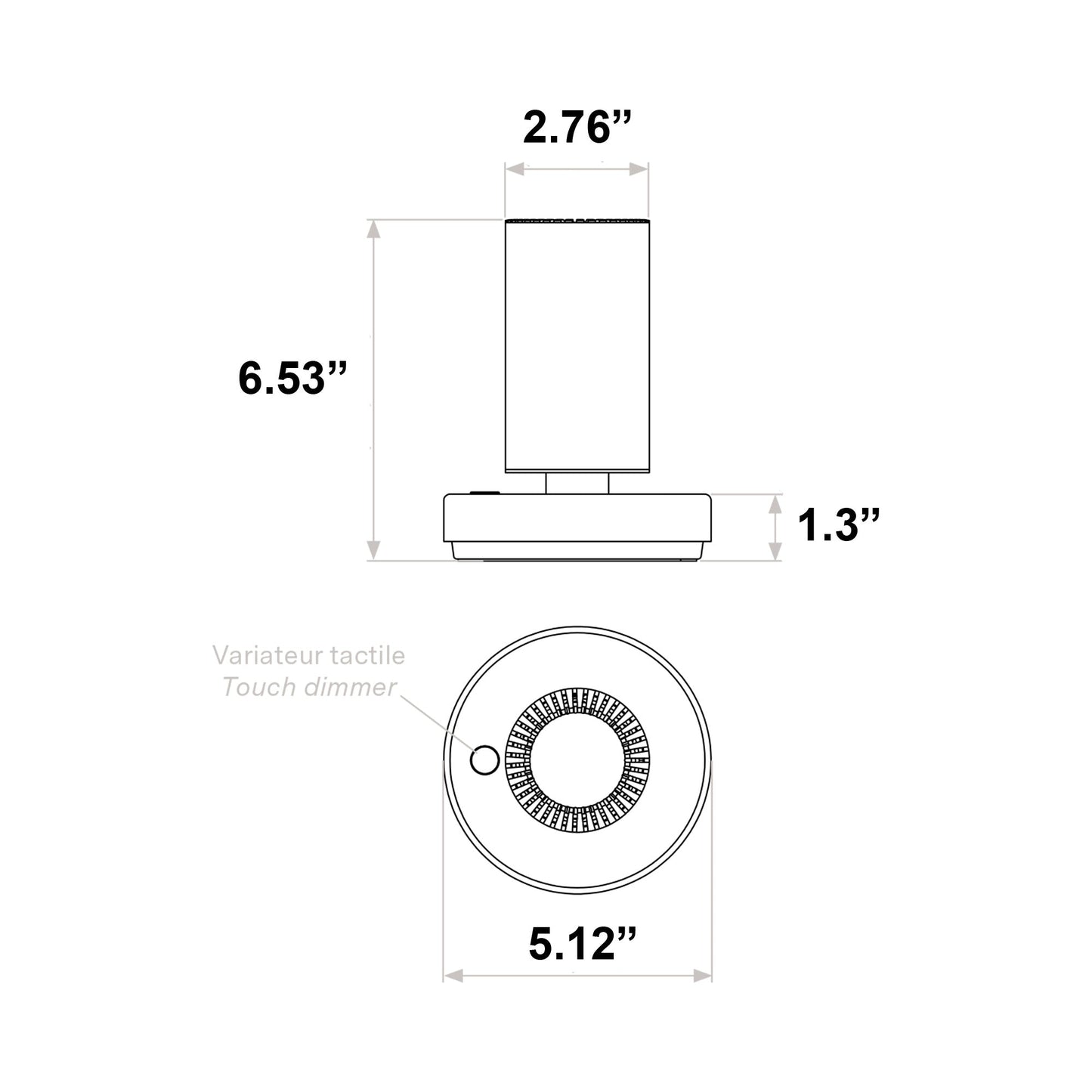 Frechin A LED Rechargeable Table Lamp - line drawing.