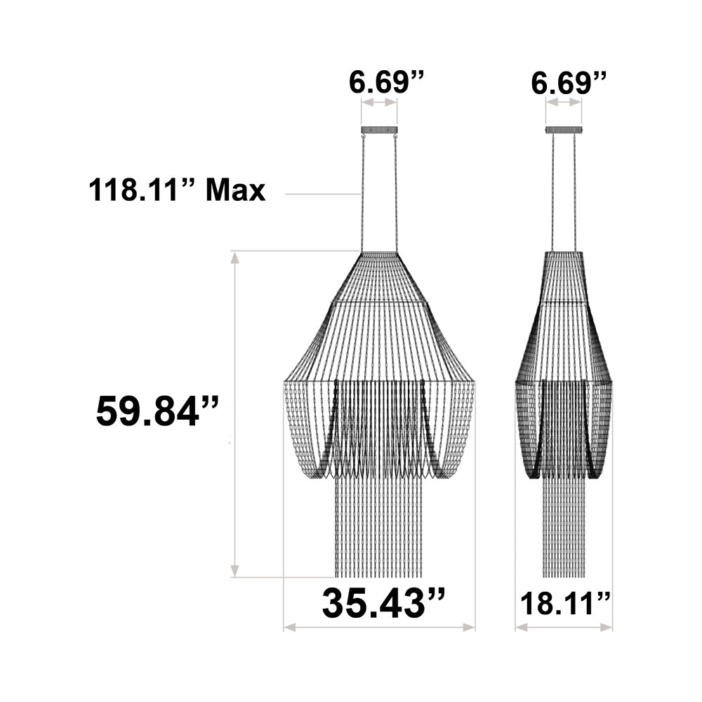 Lampe C LED Pendant Light - line drawing.