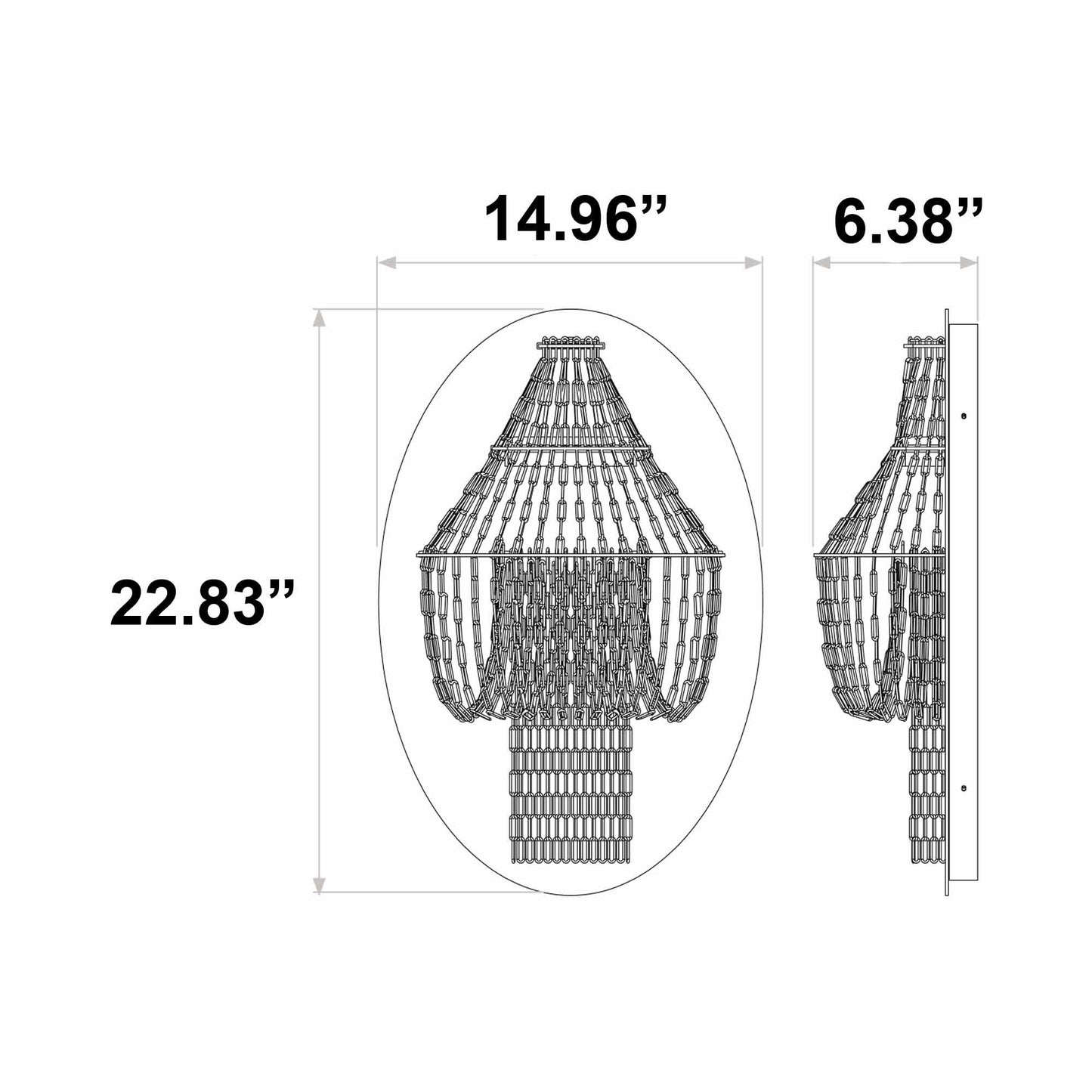 Lampe C LED Wall Light - line drawing.