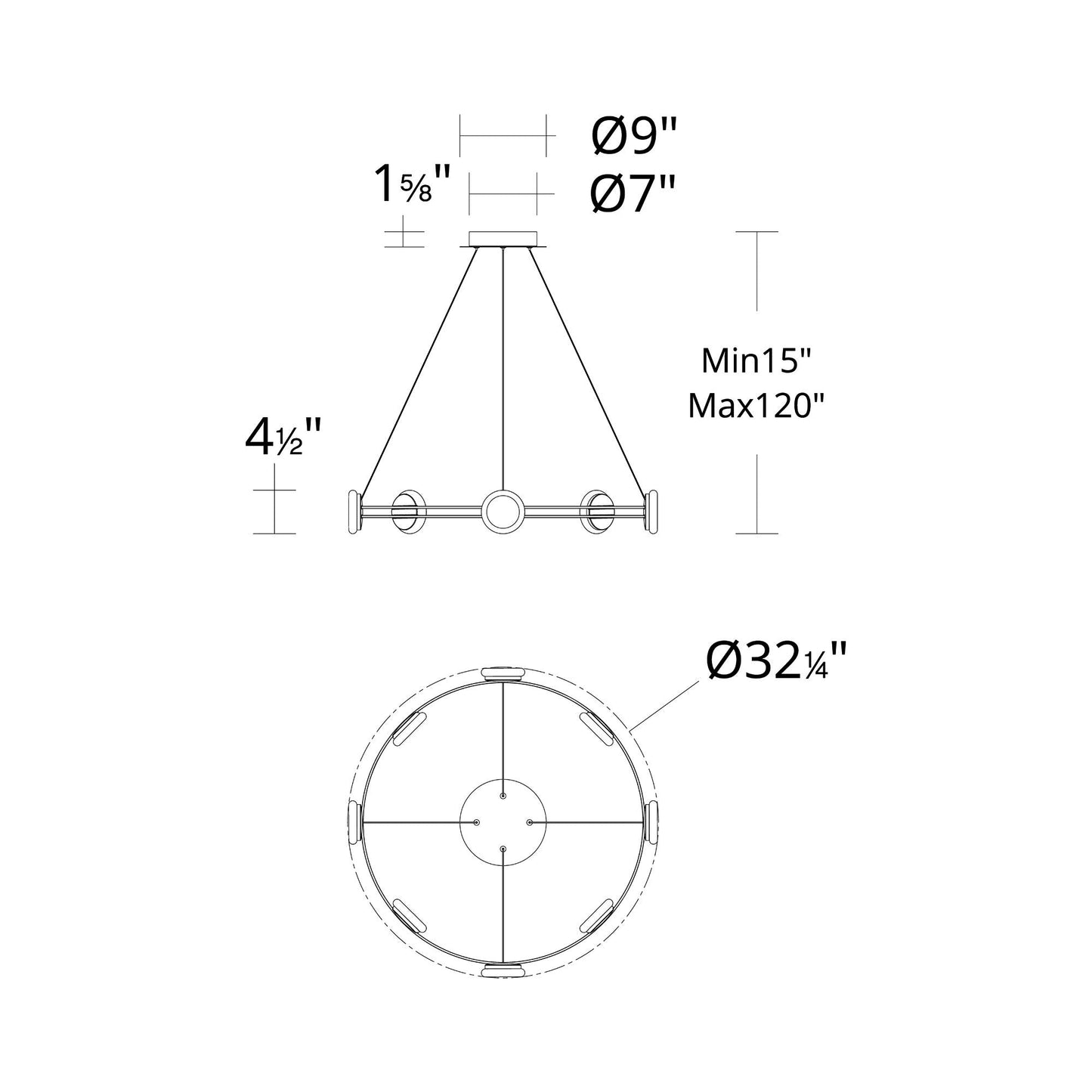Bracelet LED Pendant Light - line drawing.
