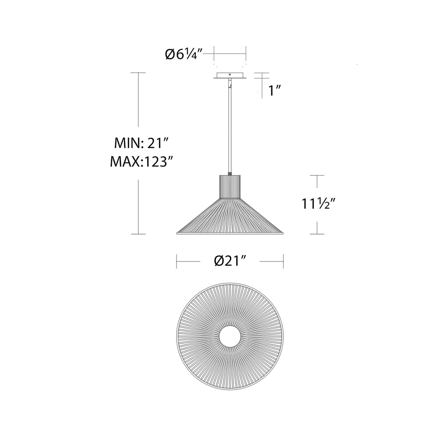 Cappe LED Pendant Light - line drawing.