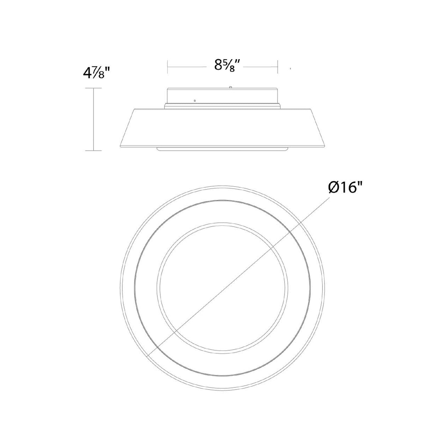 Chapeau LED Flush Mount Ceiling Light - line drawing.