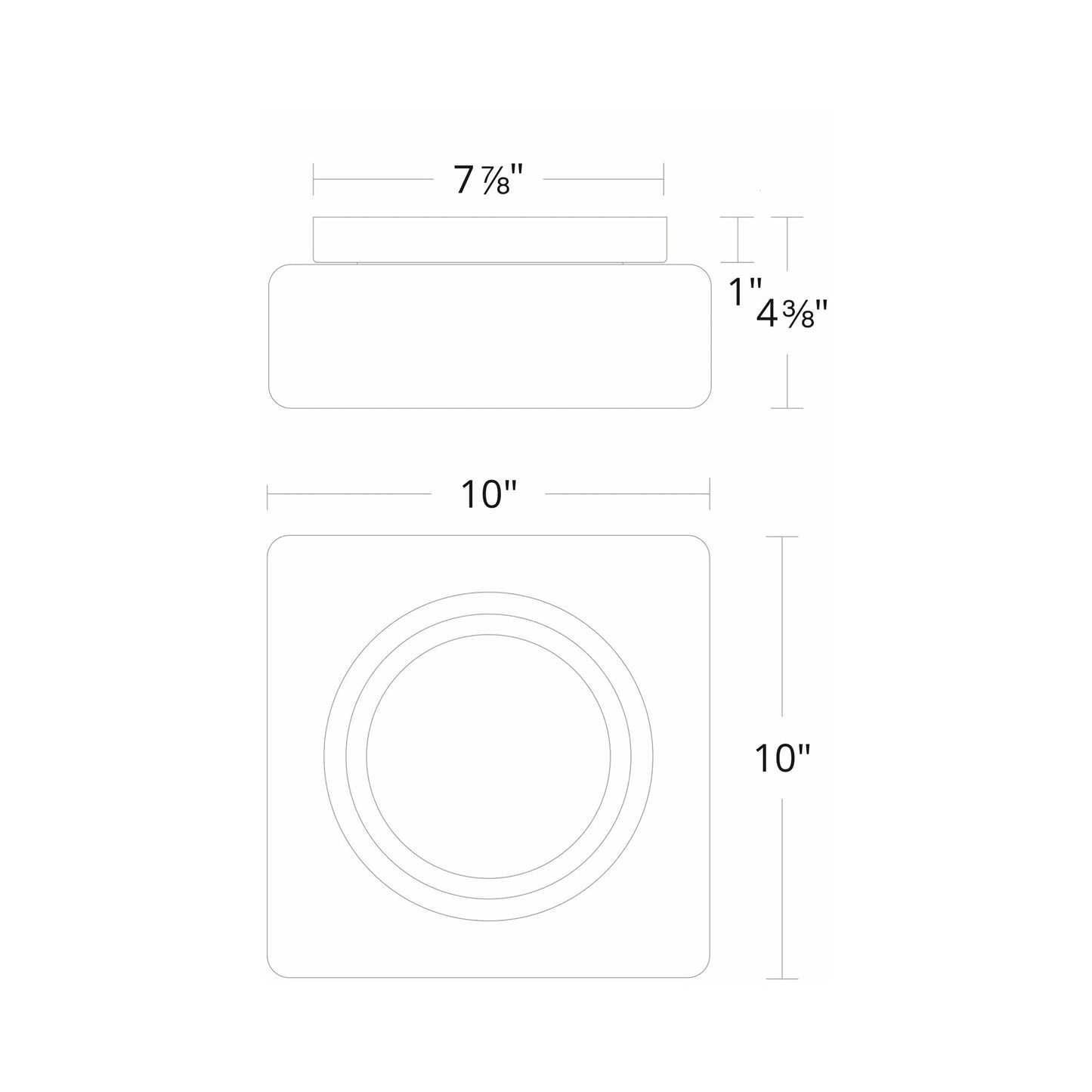 Cuboid Outdoor LED Flush Mount Ceiling Light - line drawing.