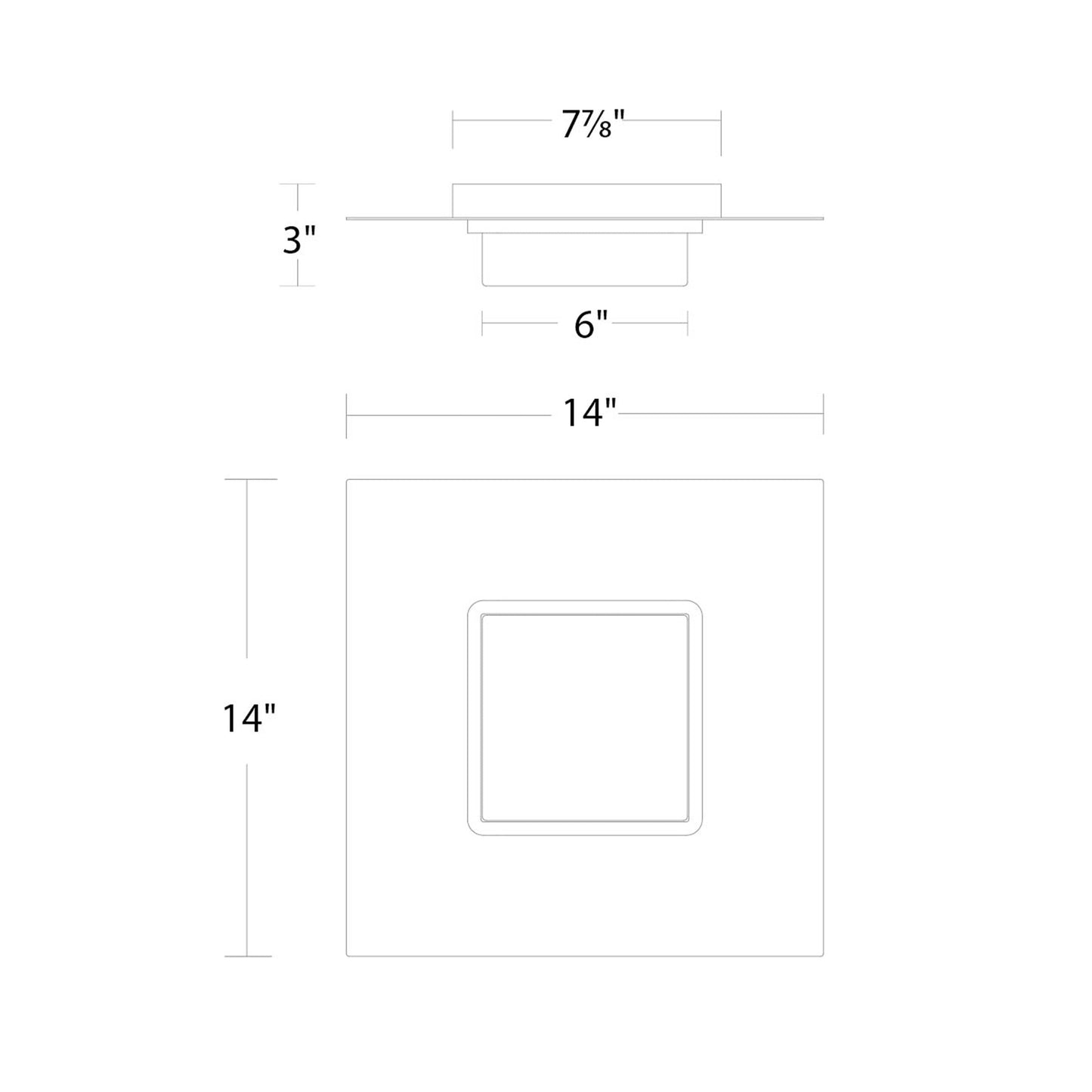 Double Decker LED Flush Mount Ceiling Light - line drawing.