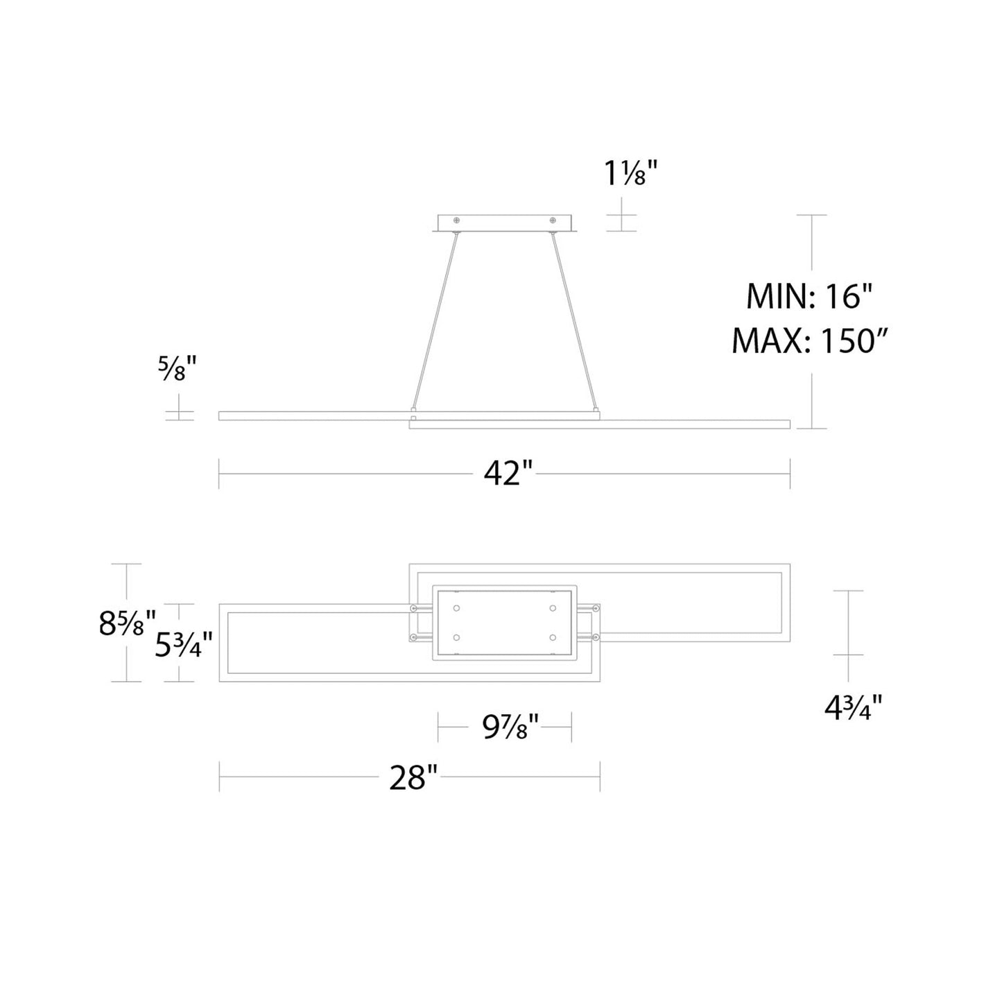 Double Entendre LED Pendant Light - line drawing.