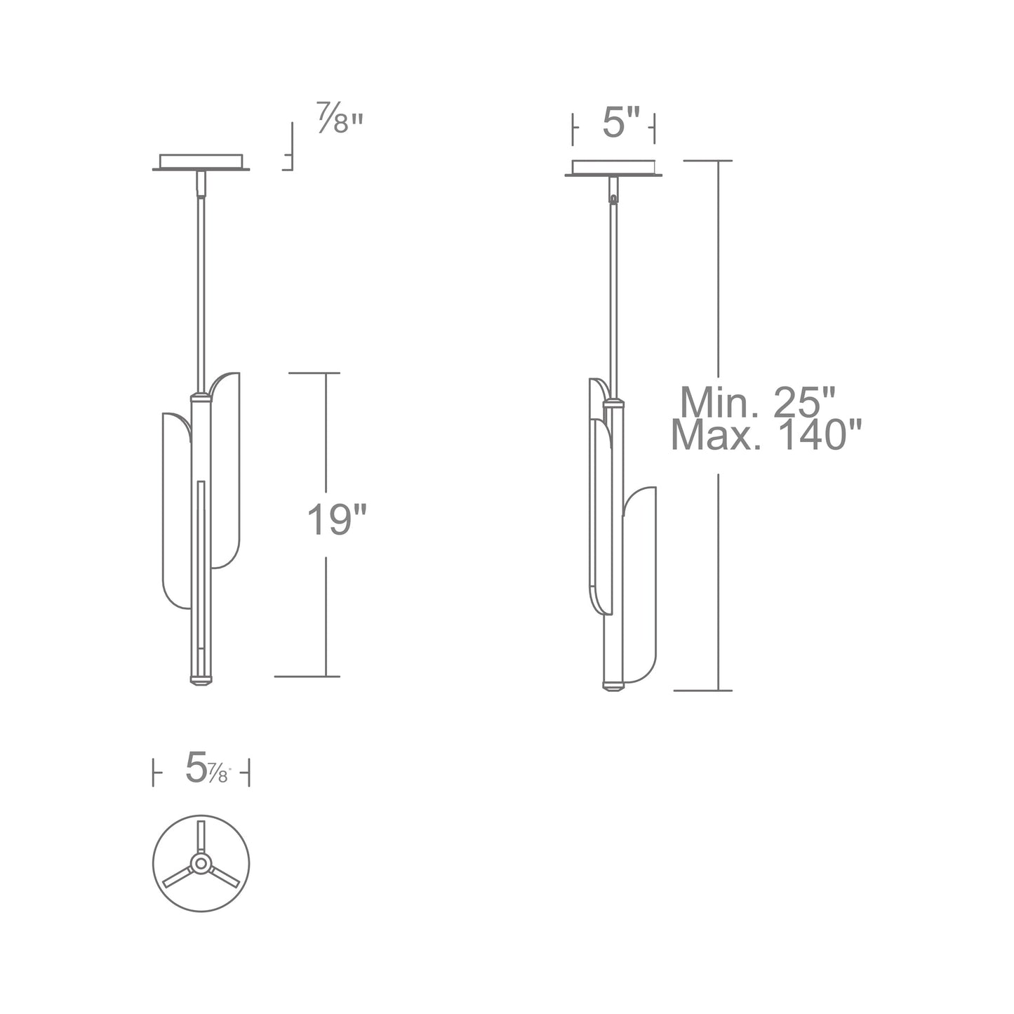 Dripstone LED Pendant Light - line drawing.