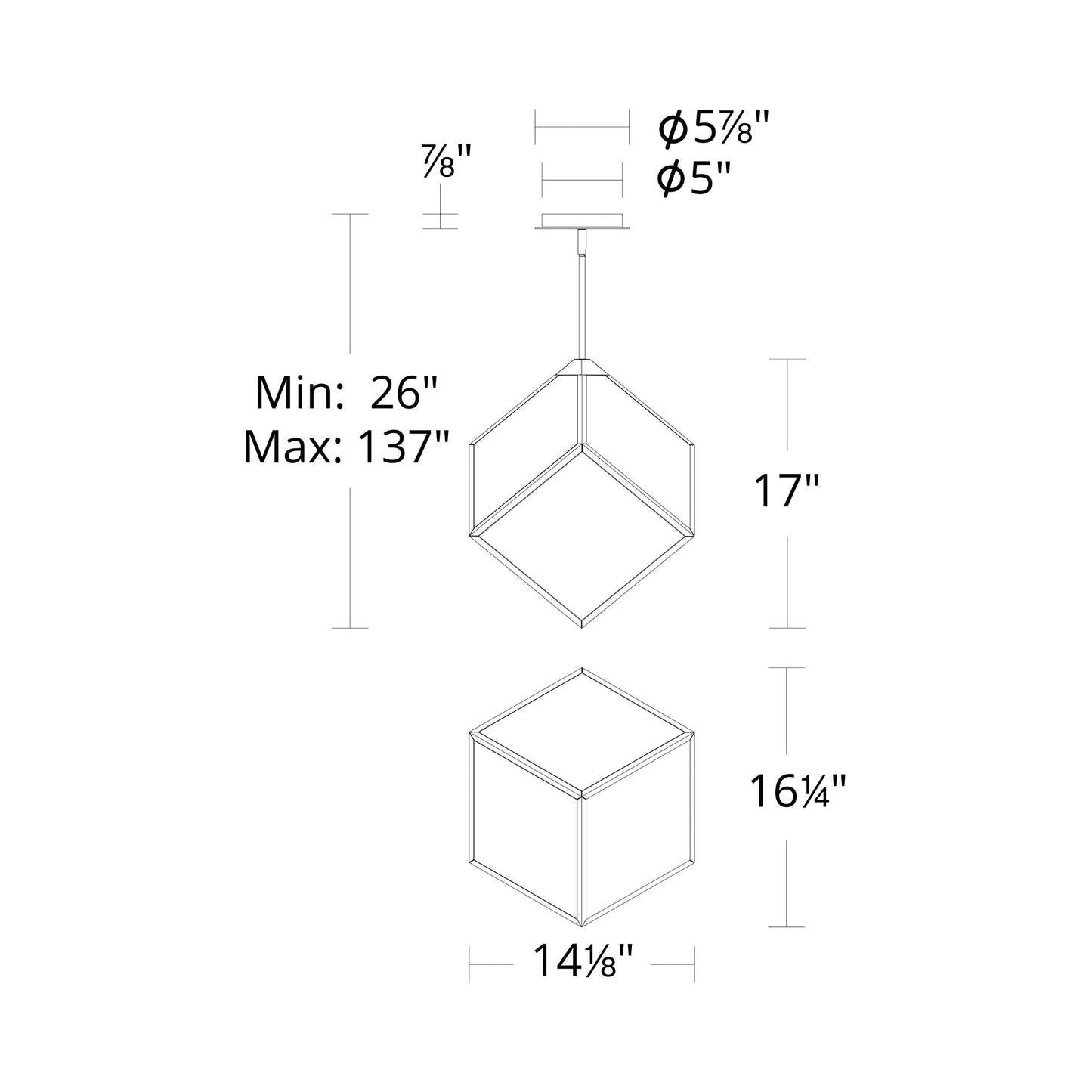 Dyce LED Pendant Light - line drawing.