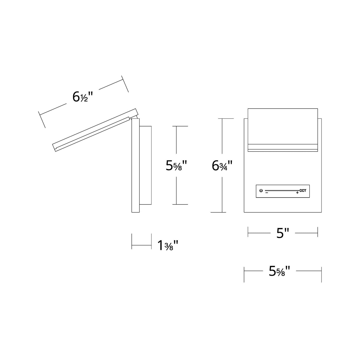 Flapp LED Task Light - line drawing.