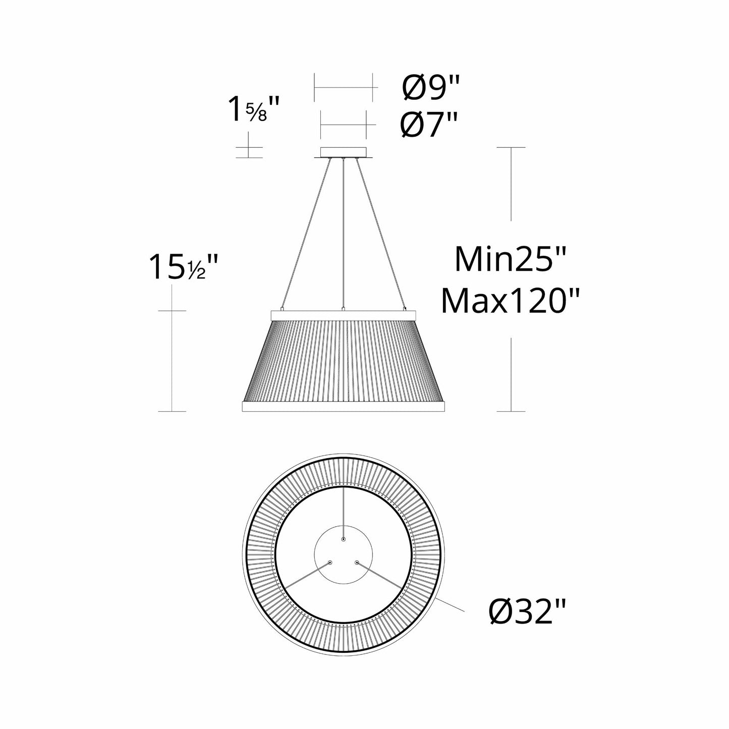 Grohle LED Pendant Light - line drawing.