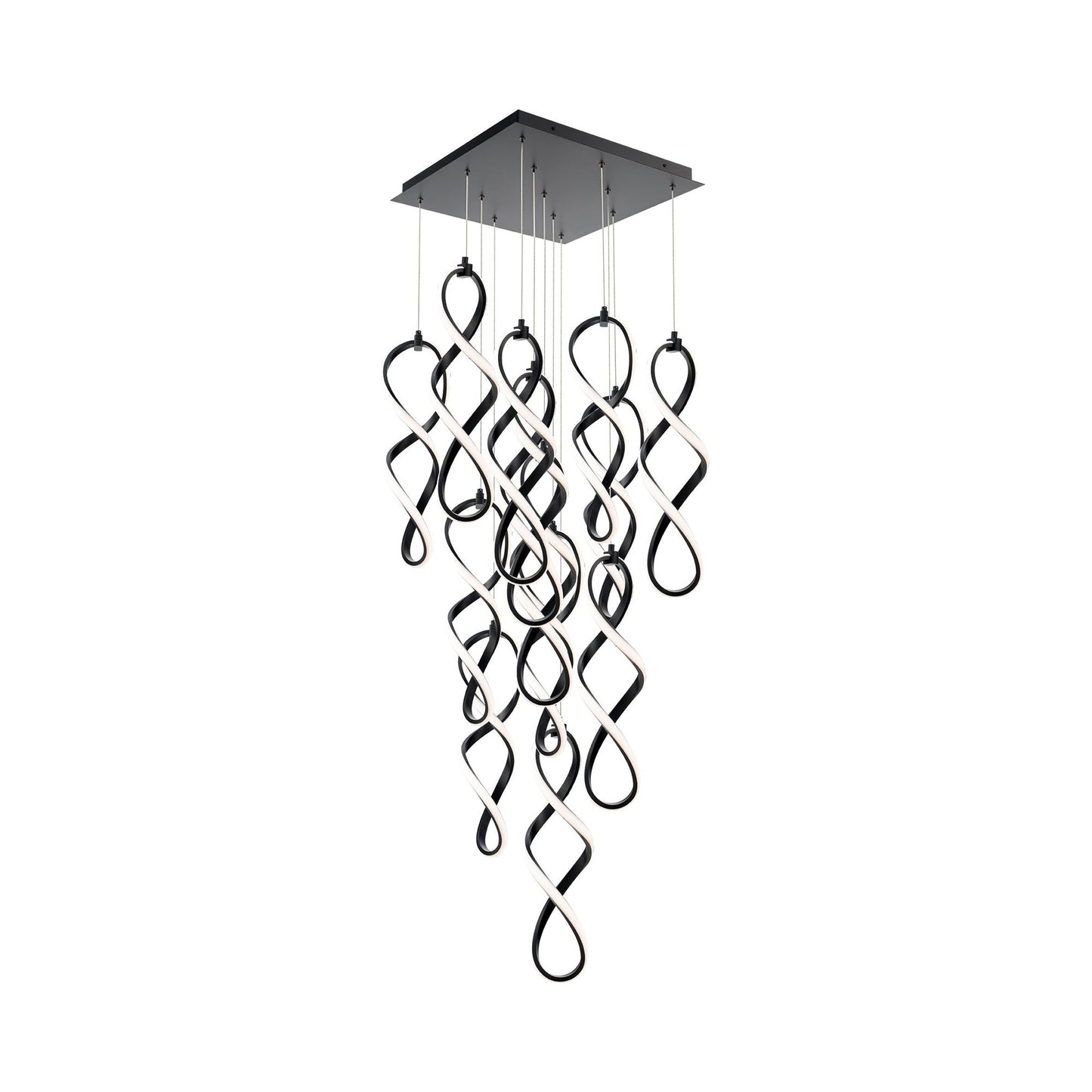 Interlace LED Chandelier in Black/Square (13-Light).