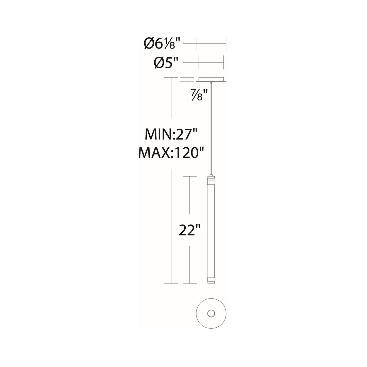 Jedi LED Mini Pendant Light - line drawing.