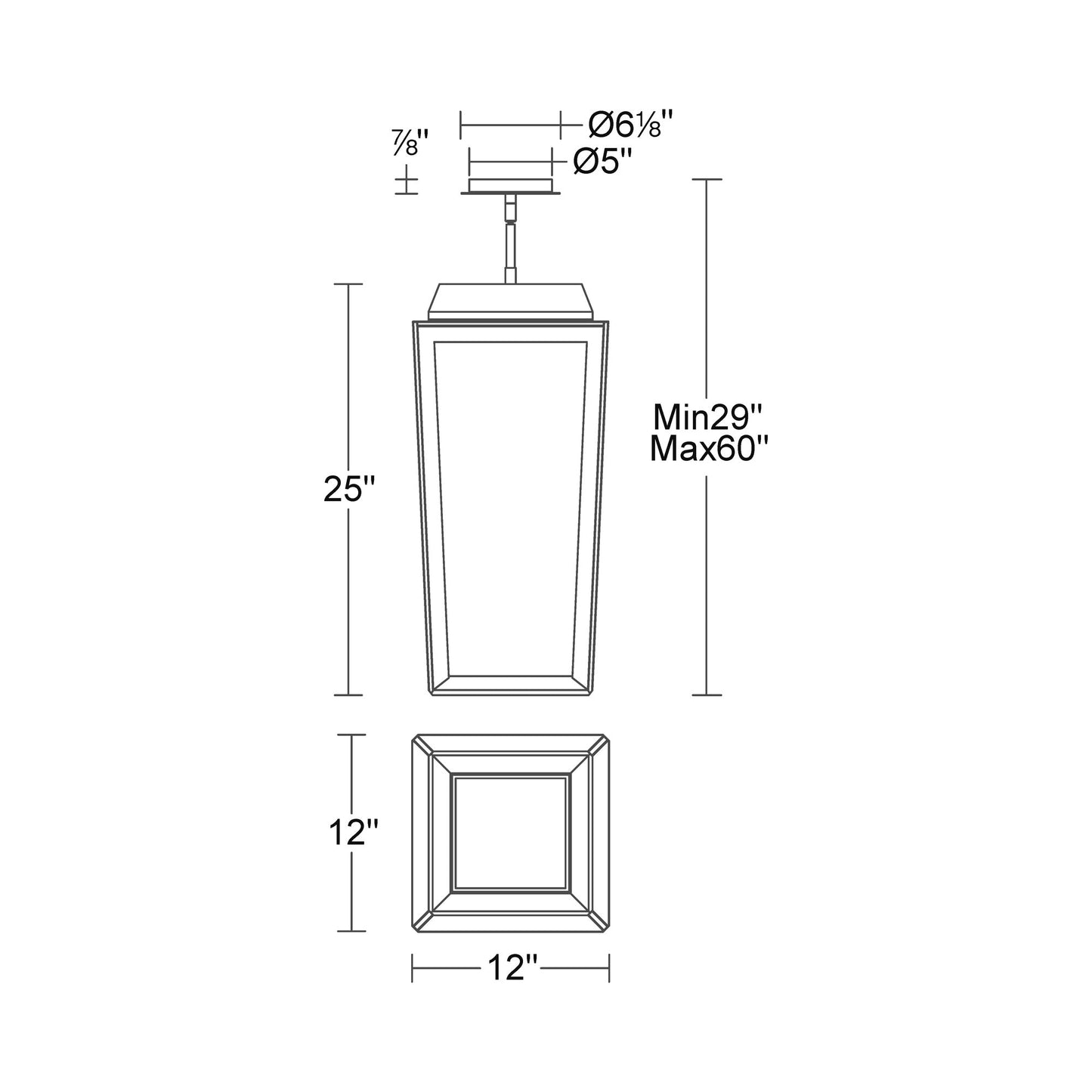 Levee Outdoor LED Pendant Light - line drawing.