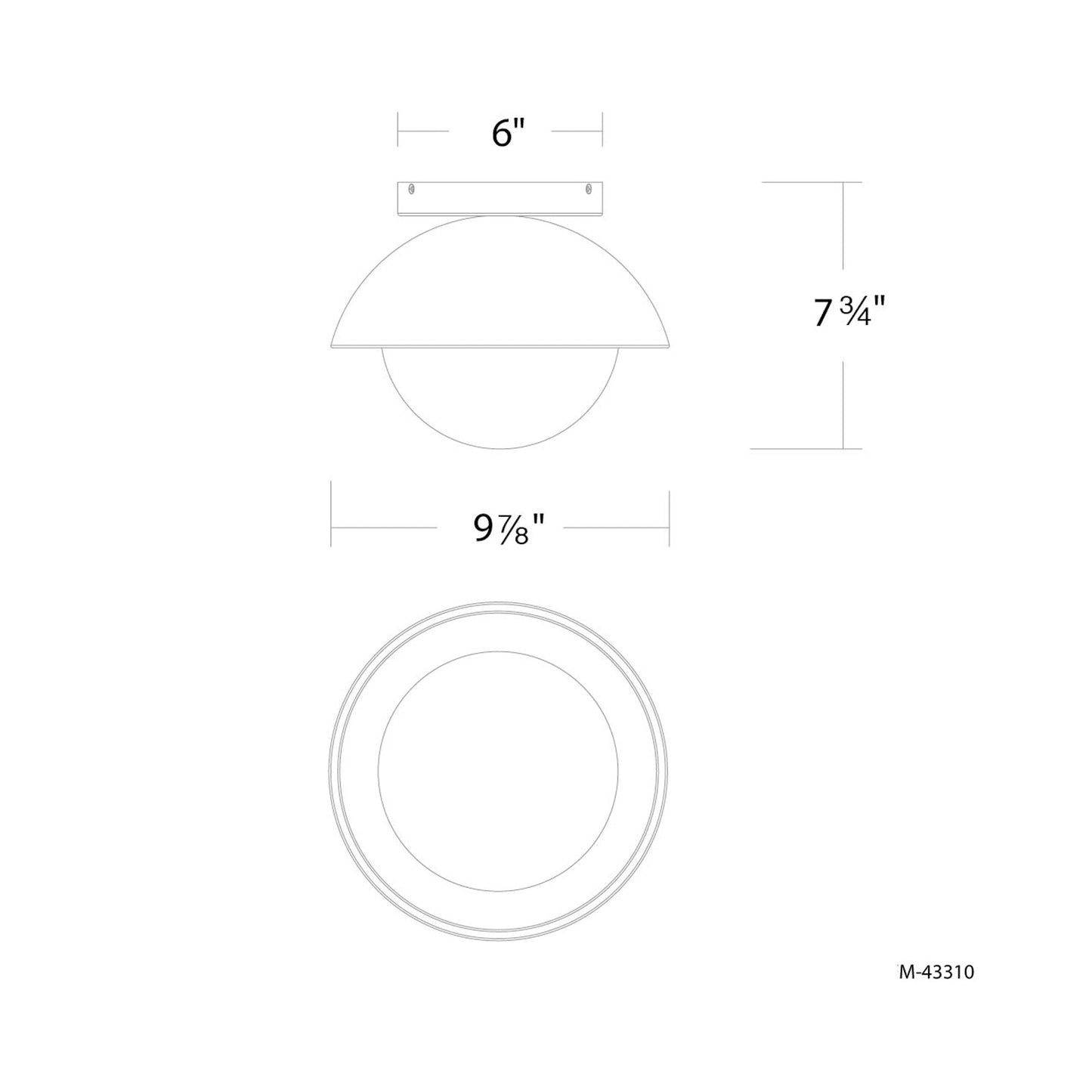 Moonstone LED Flush Mount Ceiling Light - line drawing.