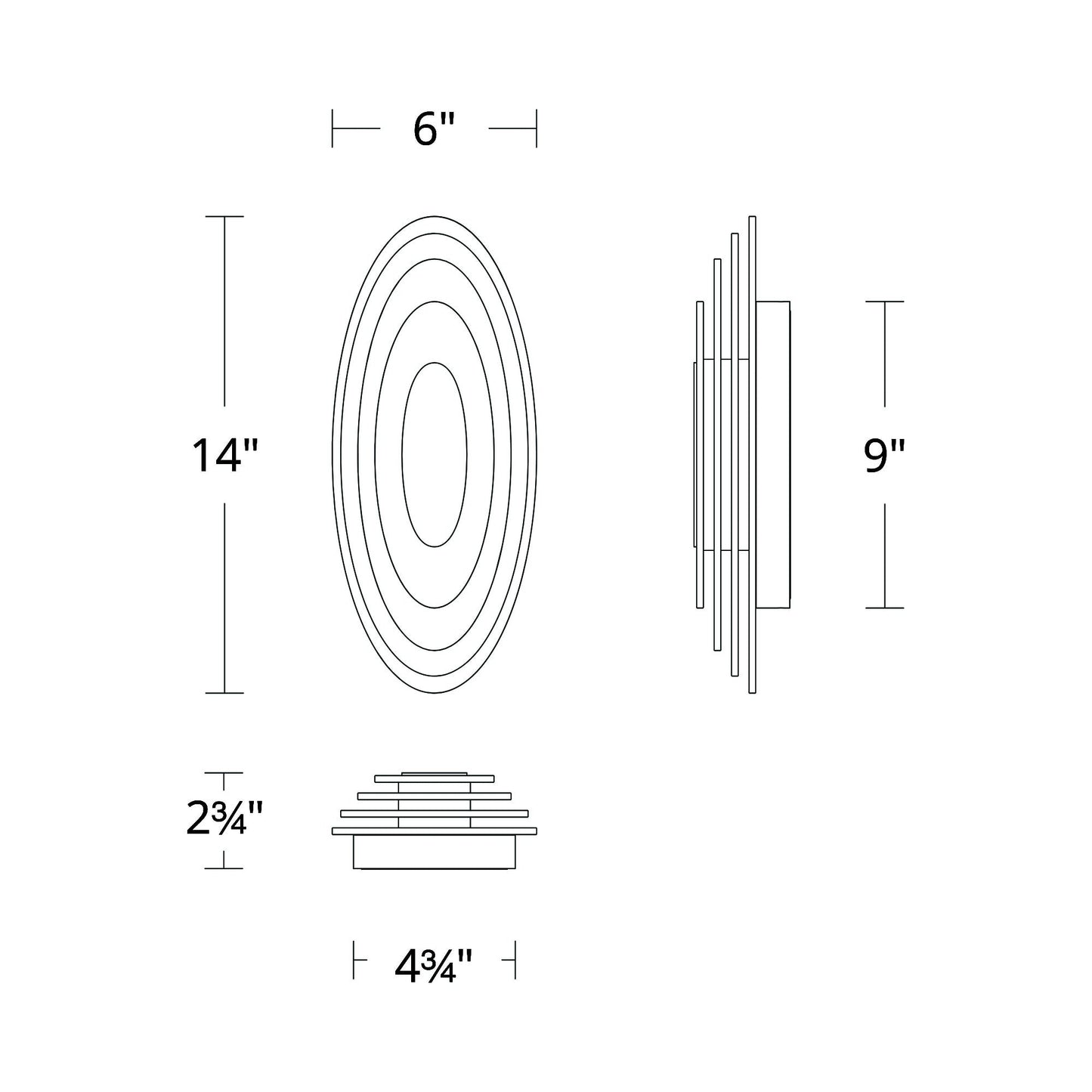 Orbix LED Wall Light - line drawing.