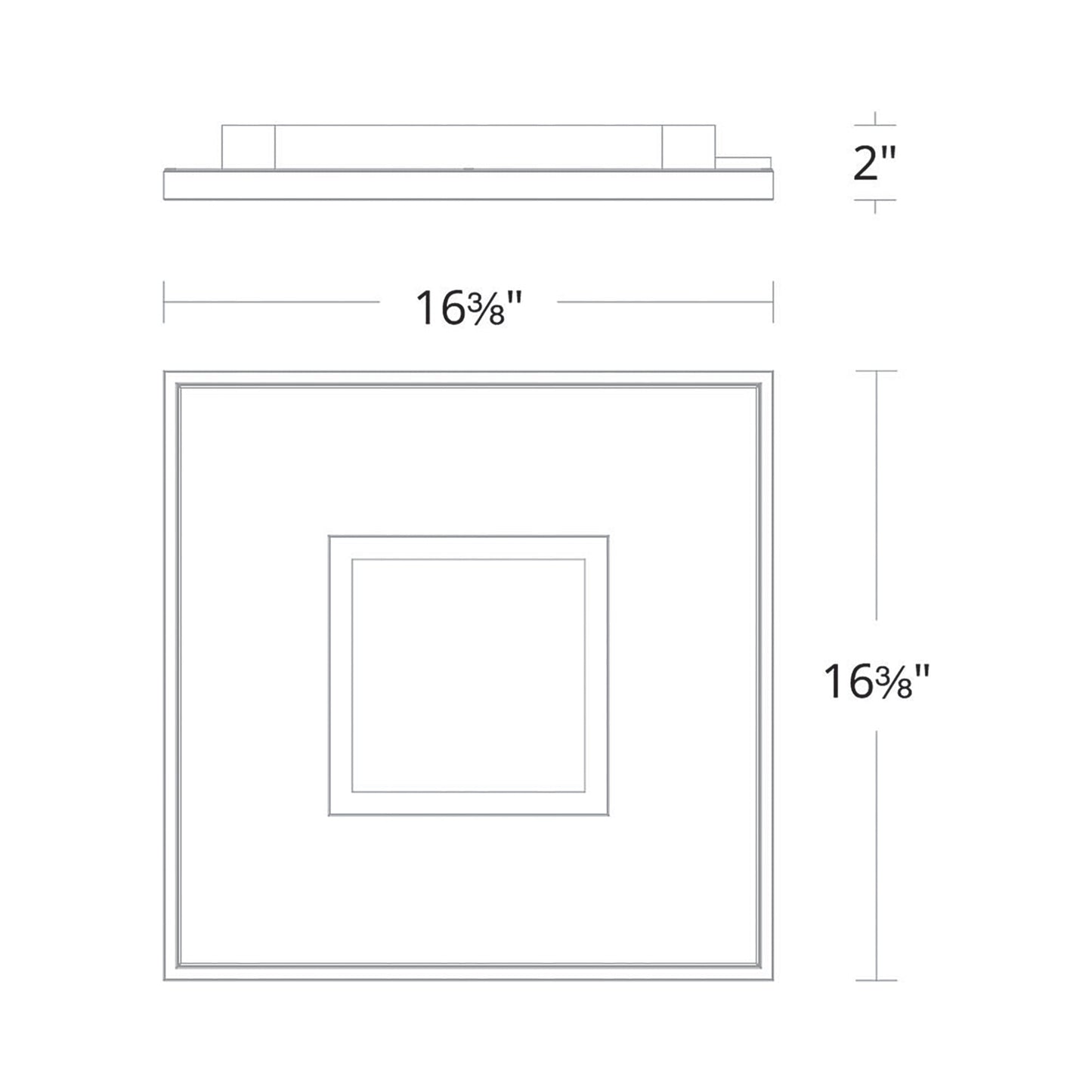Pinpoint Square LED Flush Mount Ceiling Light - line drawing.