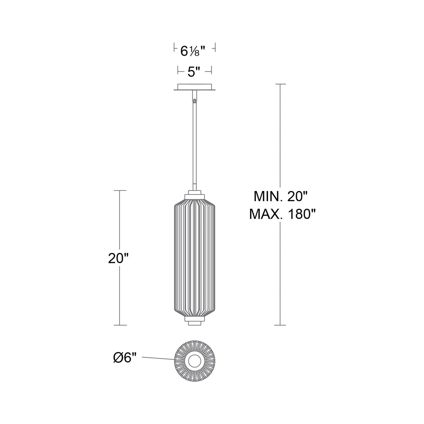 Portos Outdoor LED Pendant Light - line drawing.