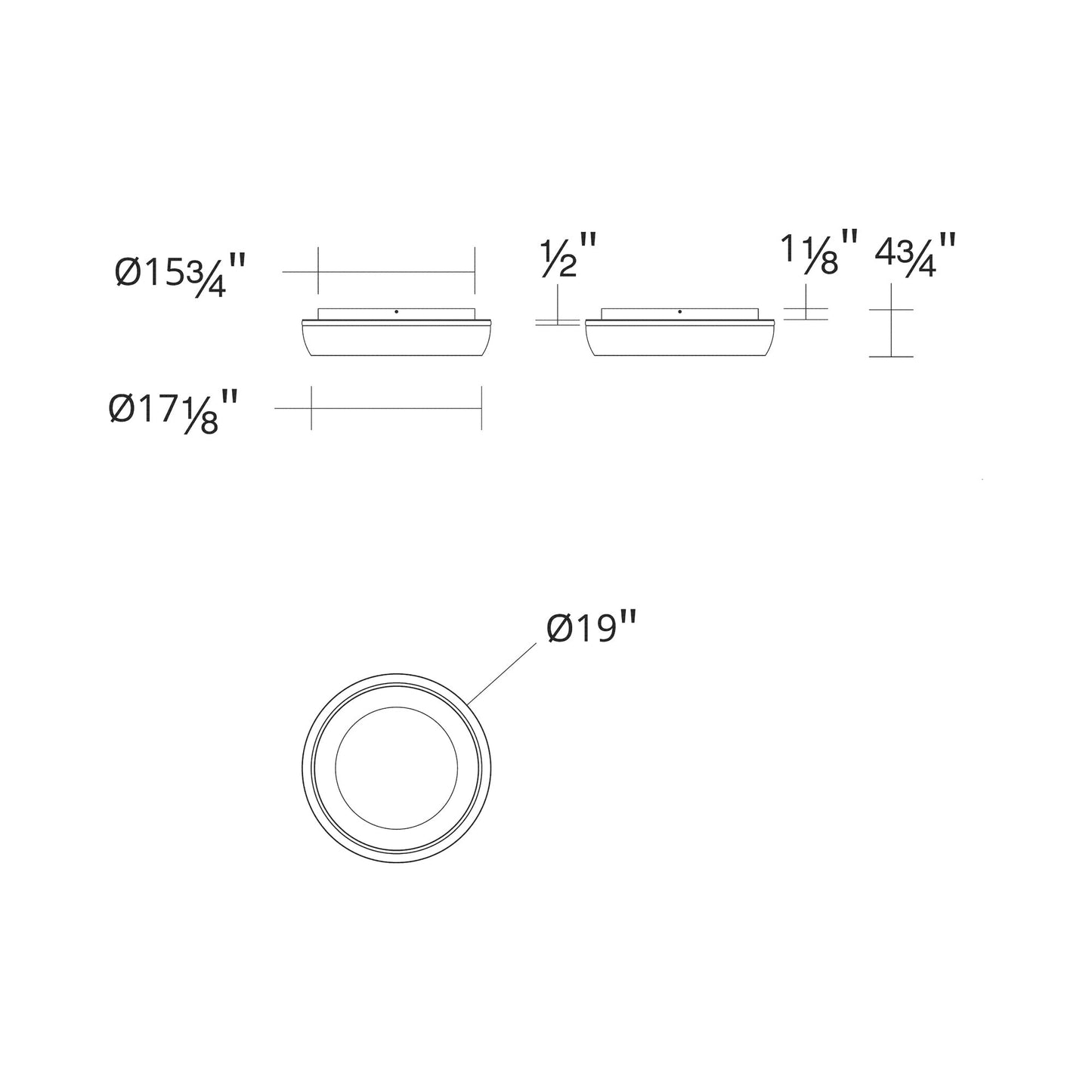 Ringwall LED Flush Mount Ceiling Light - line drawing.