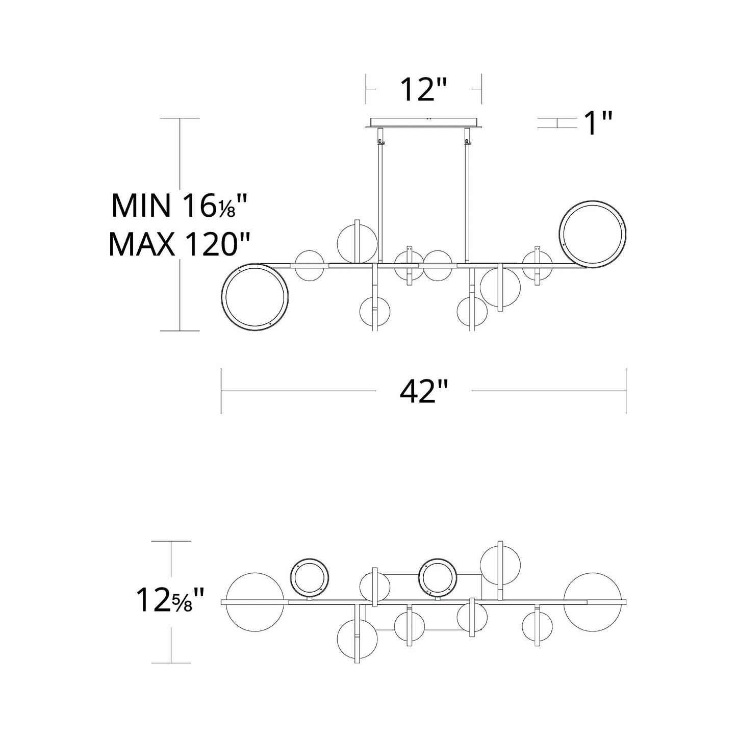 Satalite LED Pendant Light - line drawing.
