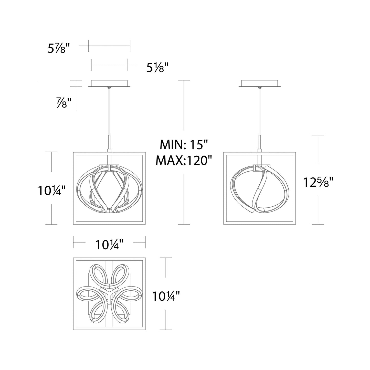 Sinclair Mini LED Pendant Light - line drawing.