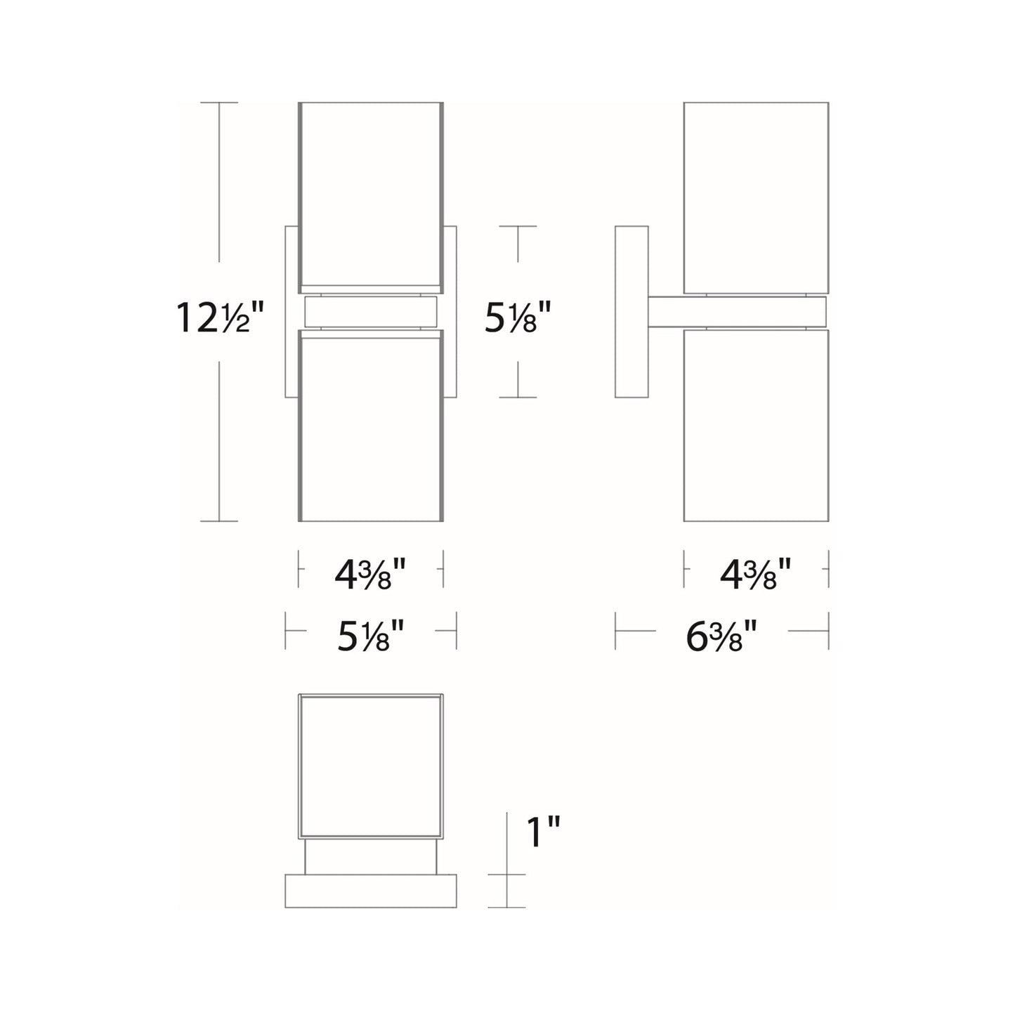 Vaiation Outdoor LED Wall Light - line drawing.