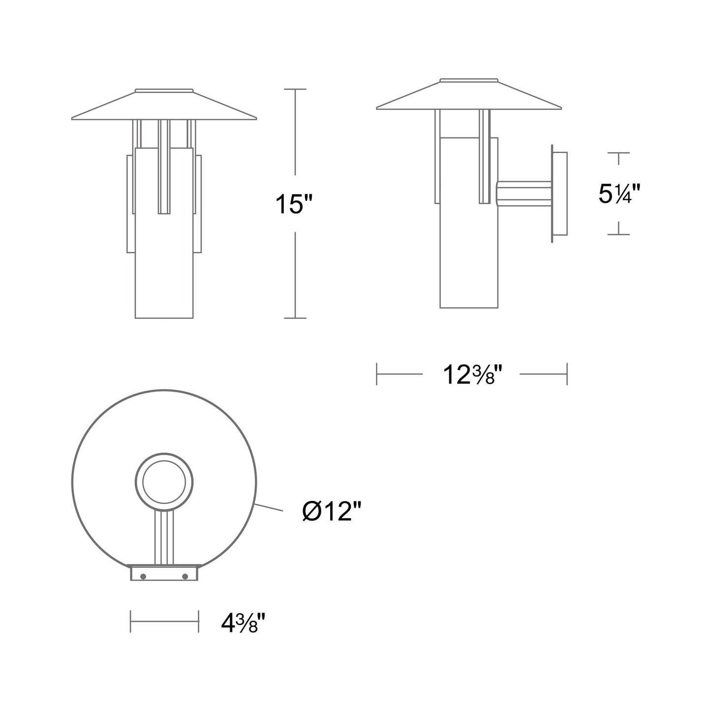Ventt Outdoor LED Wall Light - line drawing.