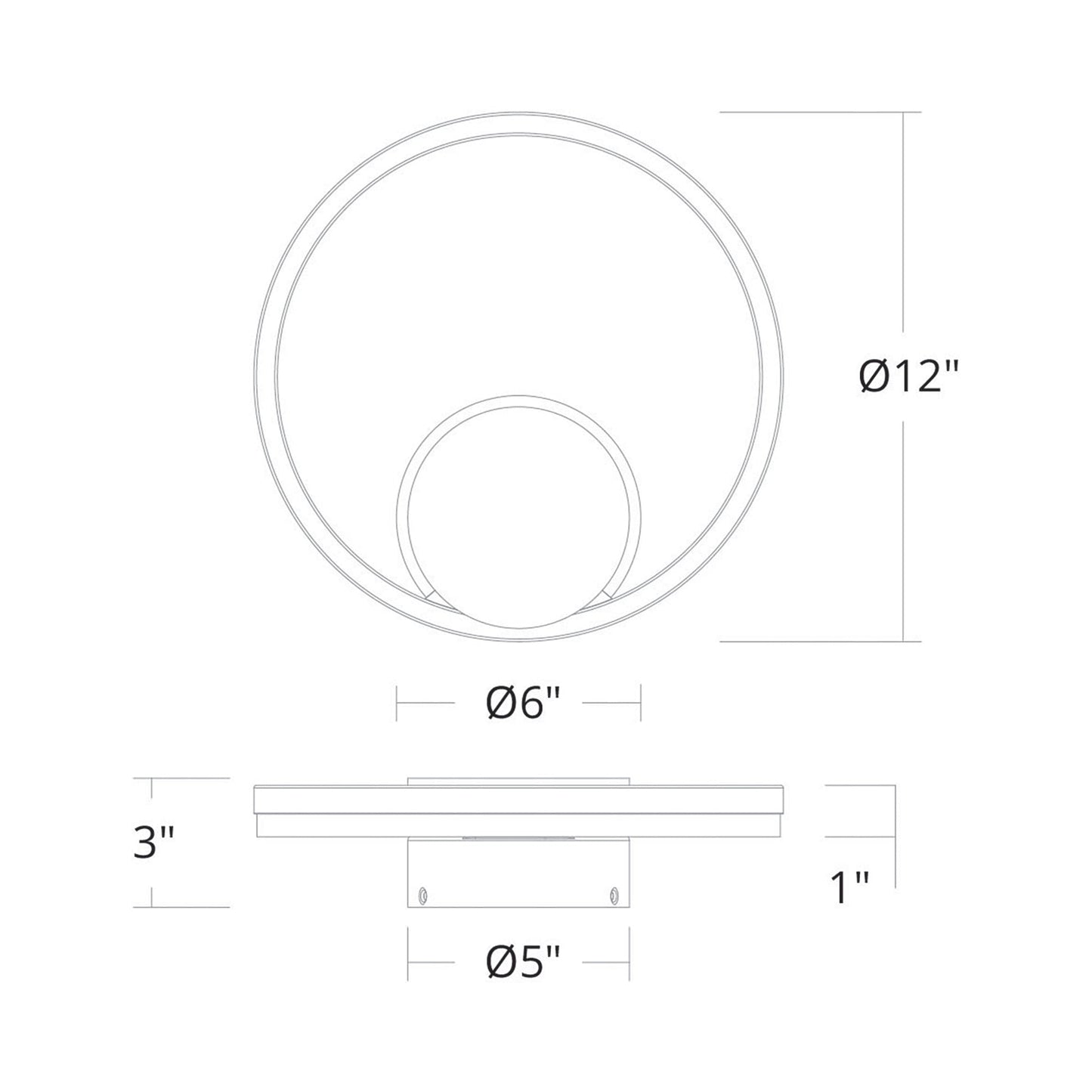 Vespere LED Bath Wall Light - line drawing.