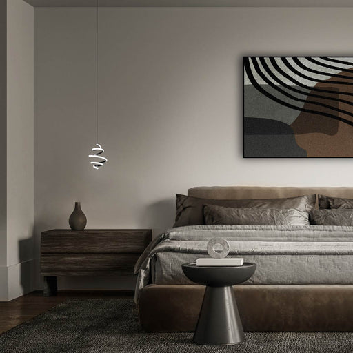 Whirl LED Pendant Light in bedroom.