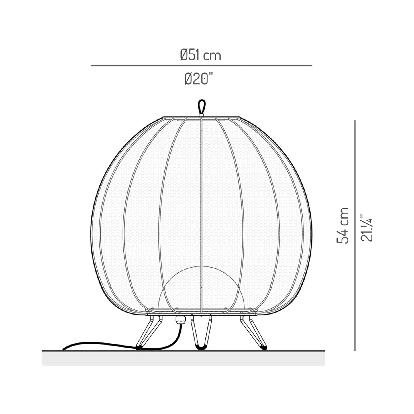 Cala Outdoor LED Floor Lamp - line drawing.
