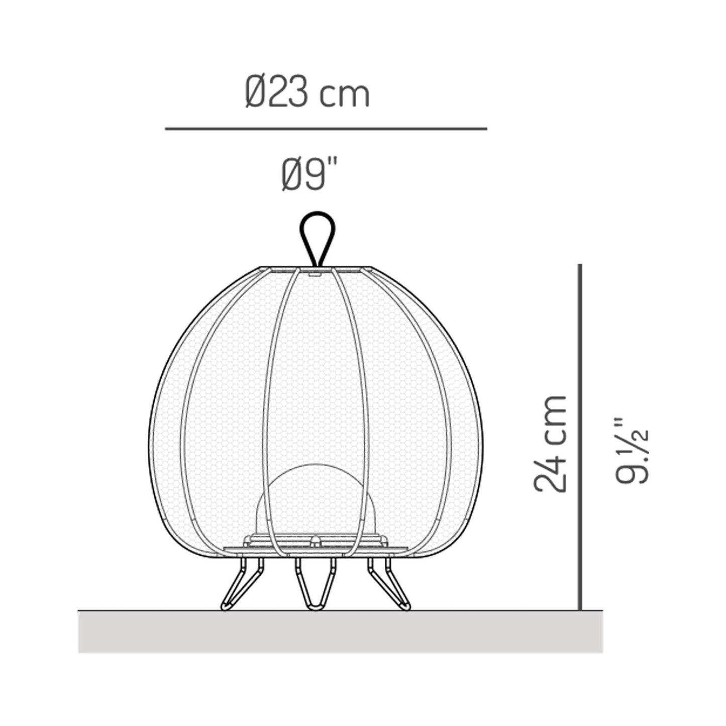 Cala Outdoor LED Table Lamp - line drawing.