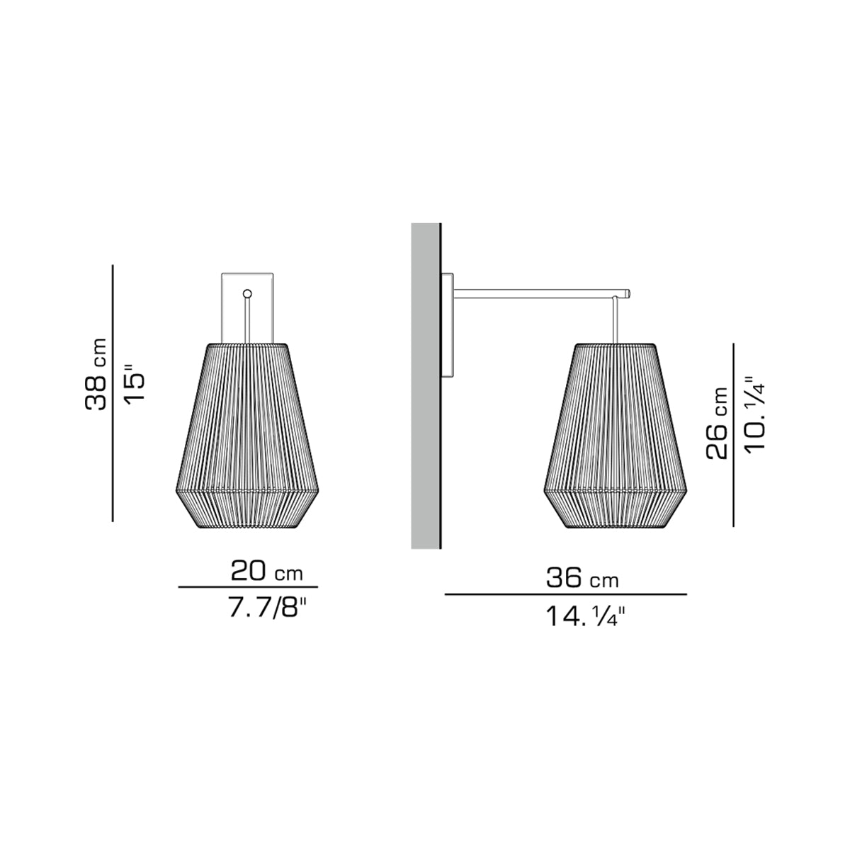 Koord Wall Light - line drawing.
