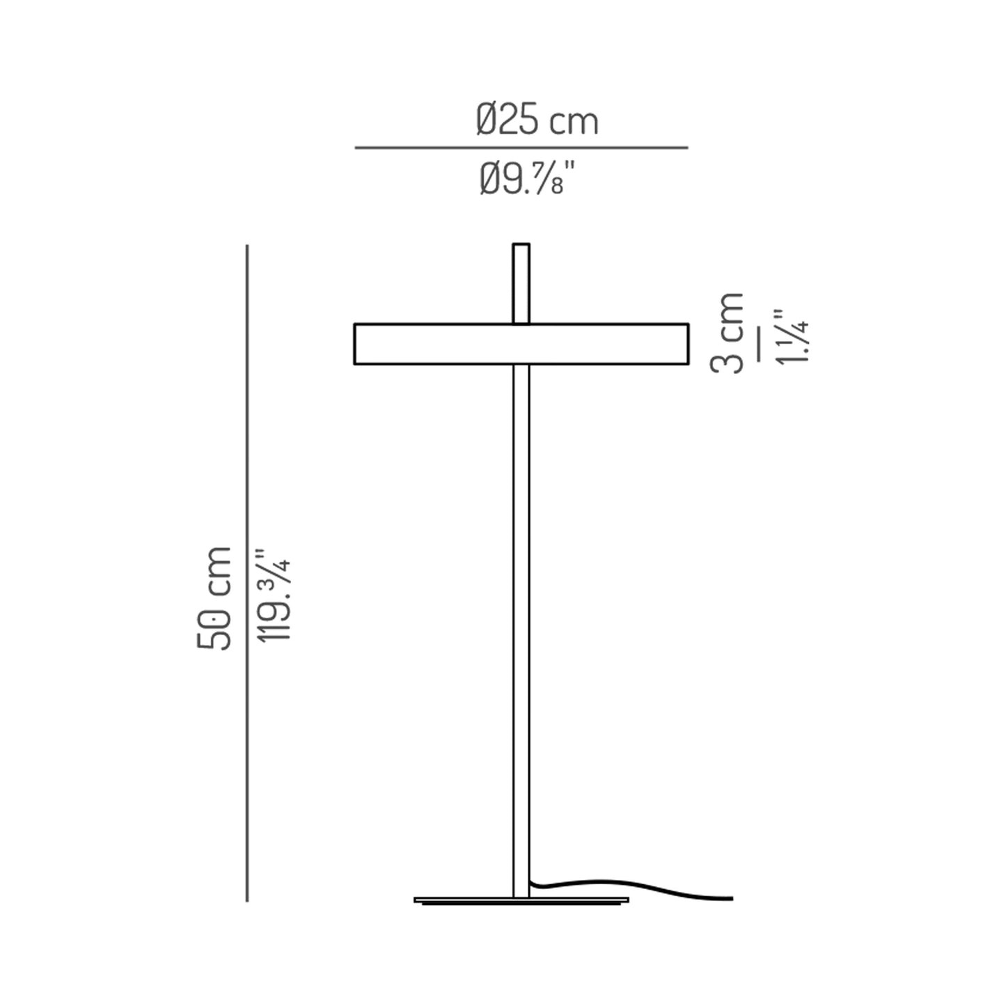 Spin LED Table Lamp - line drawing.