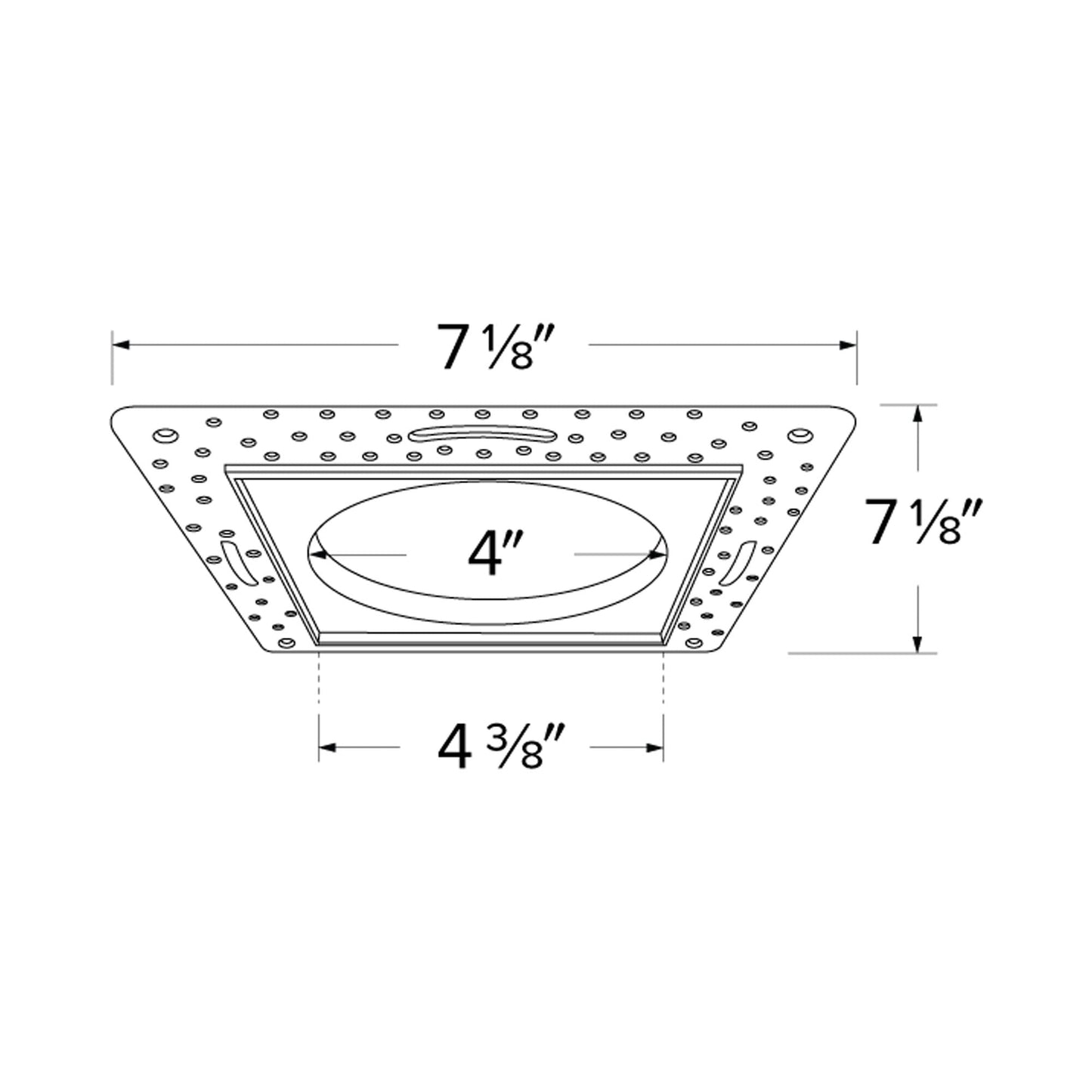 3" Square Flush Mount Trim Adaptor - line drawing.