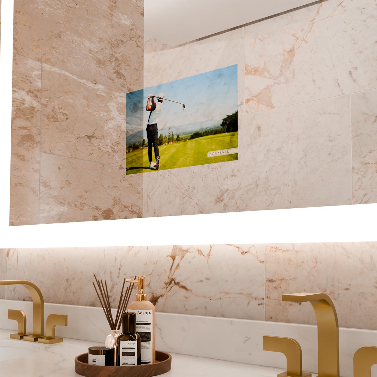 Silhouette LED Lighted Mirror TV in Detail.