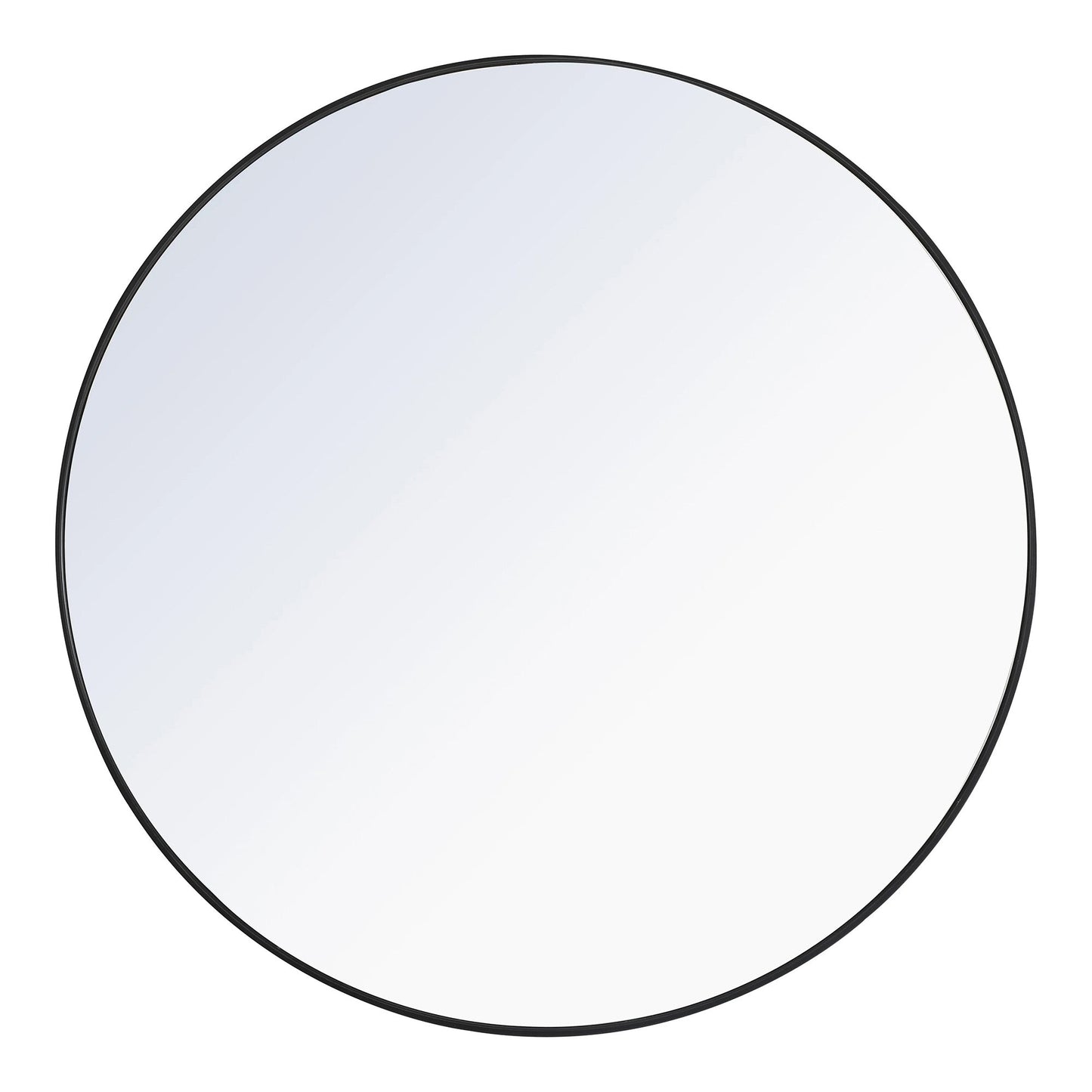 Elegant Round Framed Mirror in Black (48-Inch).