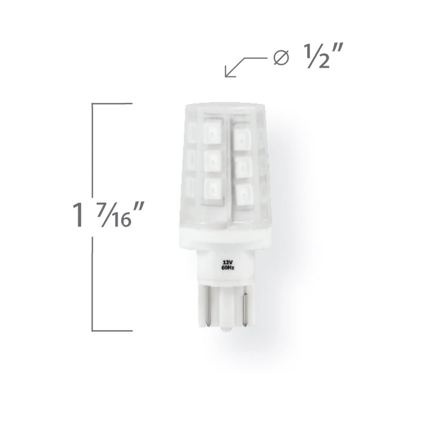 Emeryallen Amber T5 / Wedge Base 12V LED Bulb - line drawing.