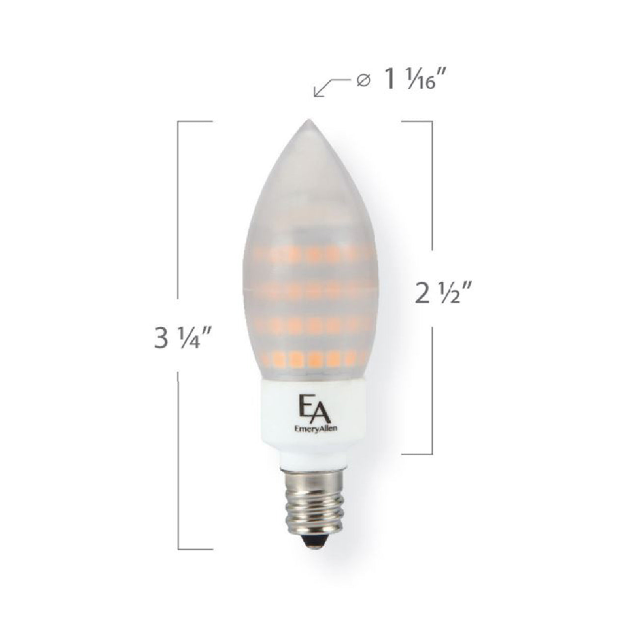 Emeryallen Candelabra Base 120V Candle Mini LED Bulb - line drawing.